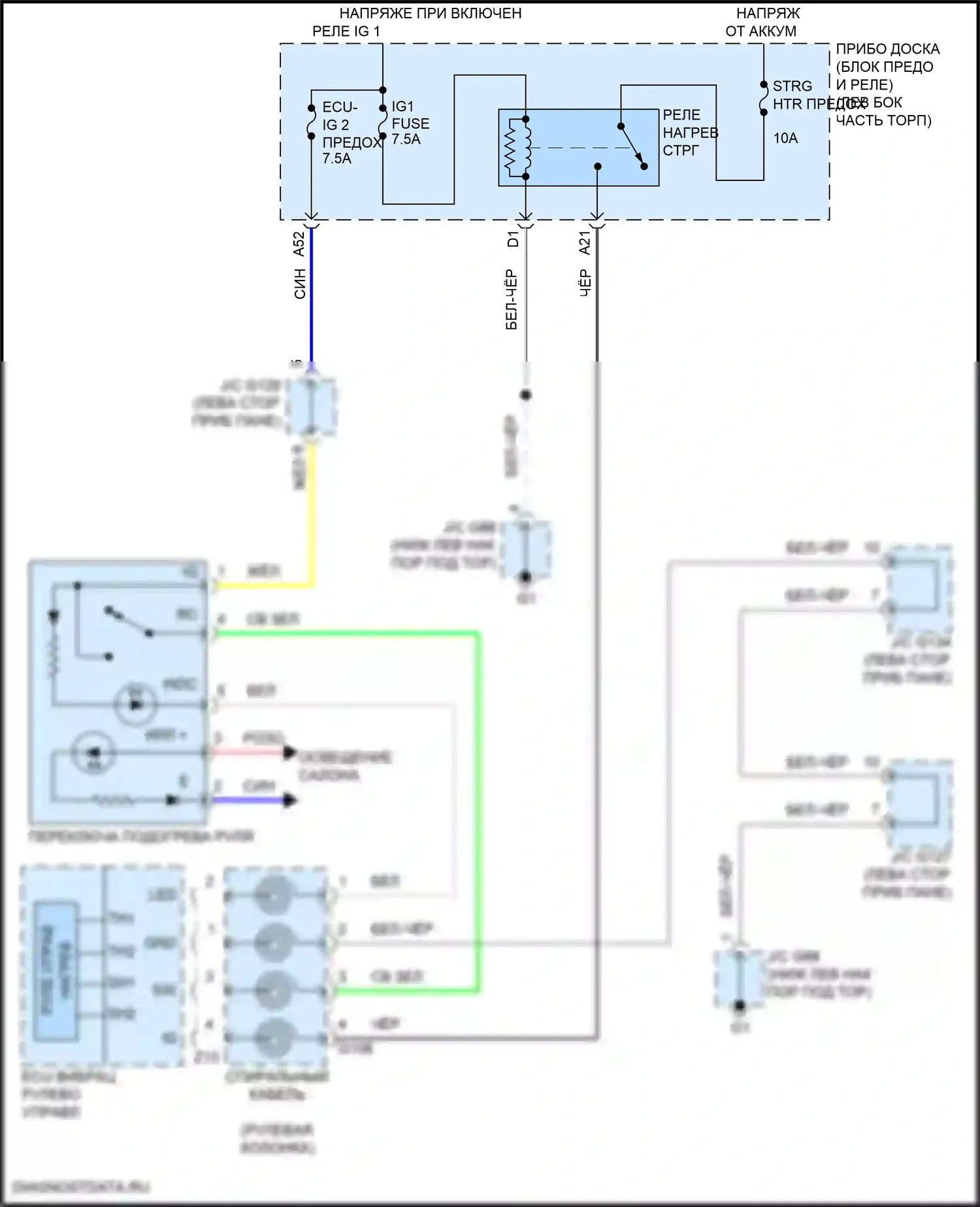 GX Lexus J150 рестайлинг 2 (2019-2023): Электросхема рулевого колеса с подогревом 
