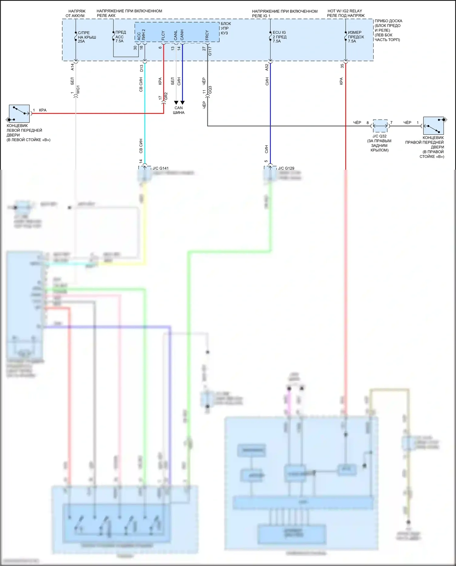 GX Lexus J150 рестайлинг 2 (2019-2023): Электросхема складной крыши/люка 