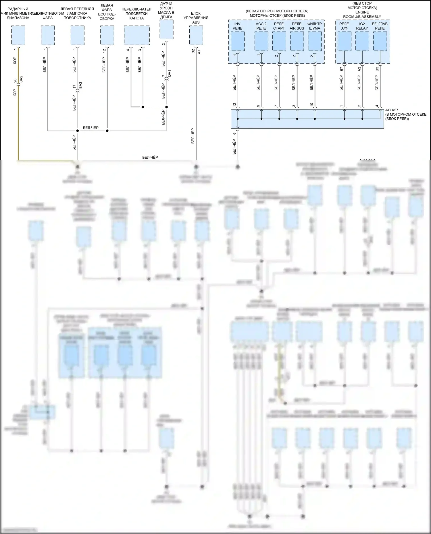 GX Lexus J150 рестайлинг 2 (2019-2023): Электросхема точек подключения масс (1 из 5) 