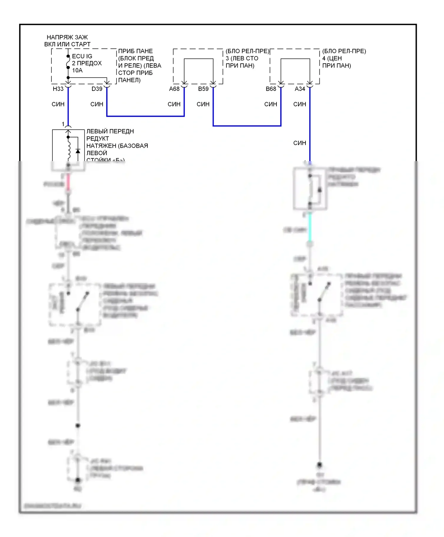 GX Lexus J150 (2009-2013): Электросхема подушек безопасности 