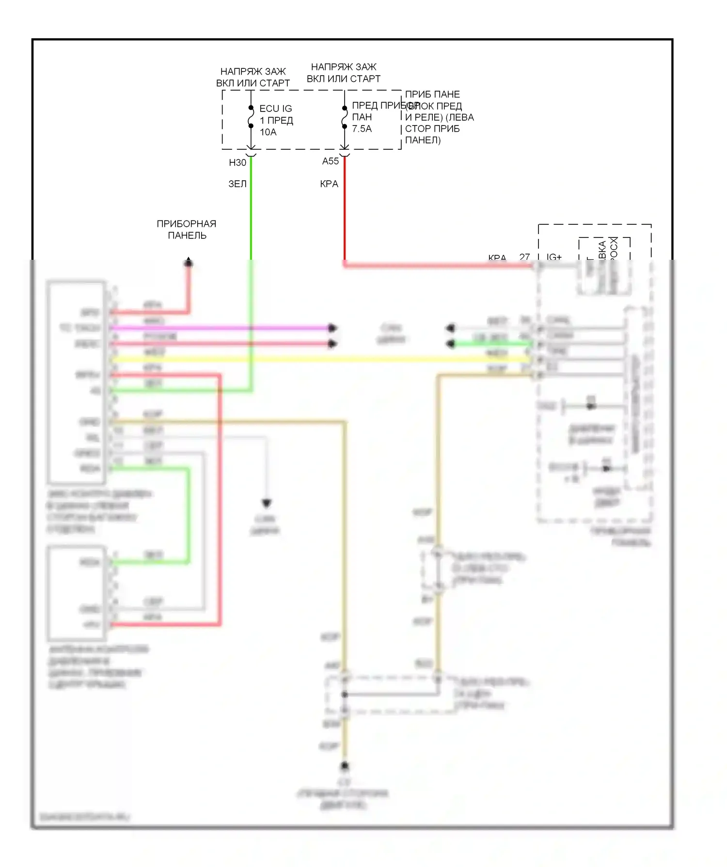 GX Lexus J150 (2009-2013): Электросхема контроля давления в шинах 