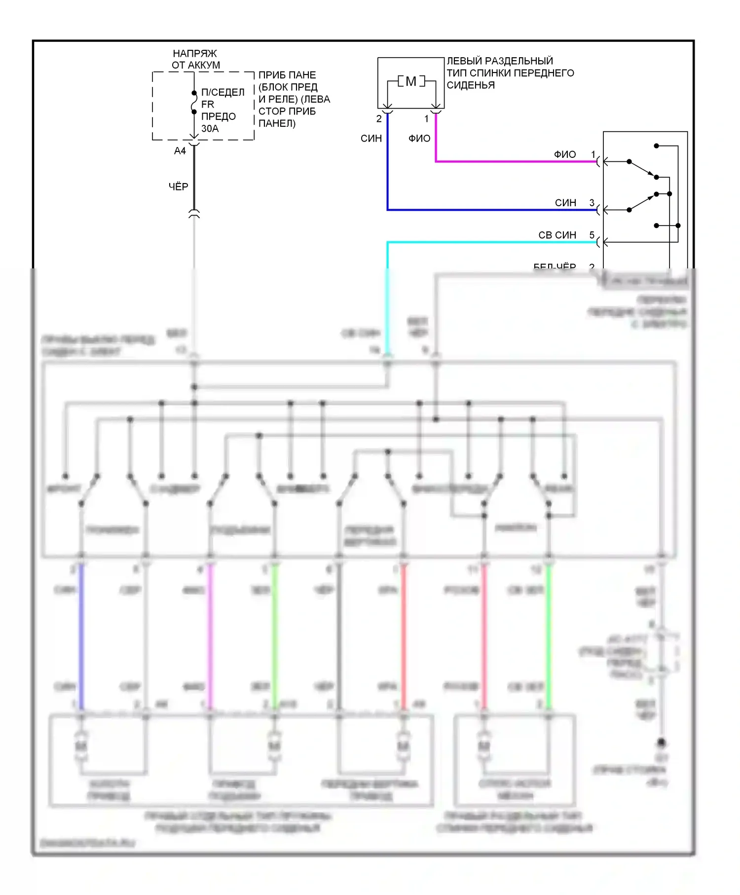 GX Lexus J150 (2009-2013): Электросхема сиденья питания для пассажиров 