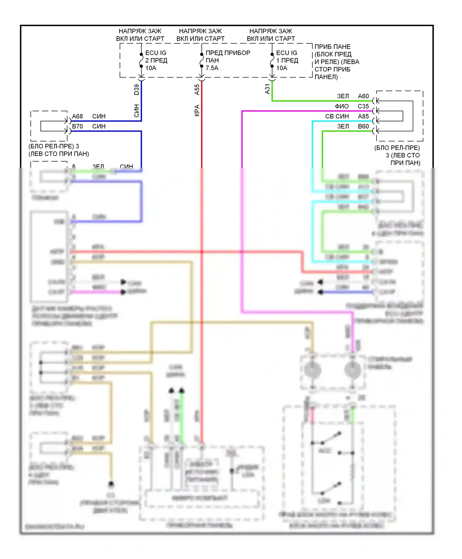 GX Lexus J150 (2009-2013): Электросхема сигнализации о выезде с полосы движения 