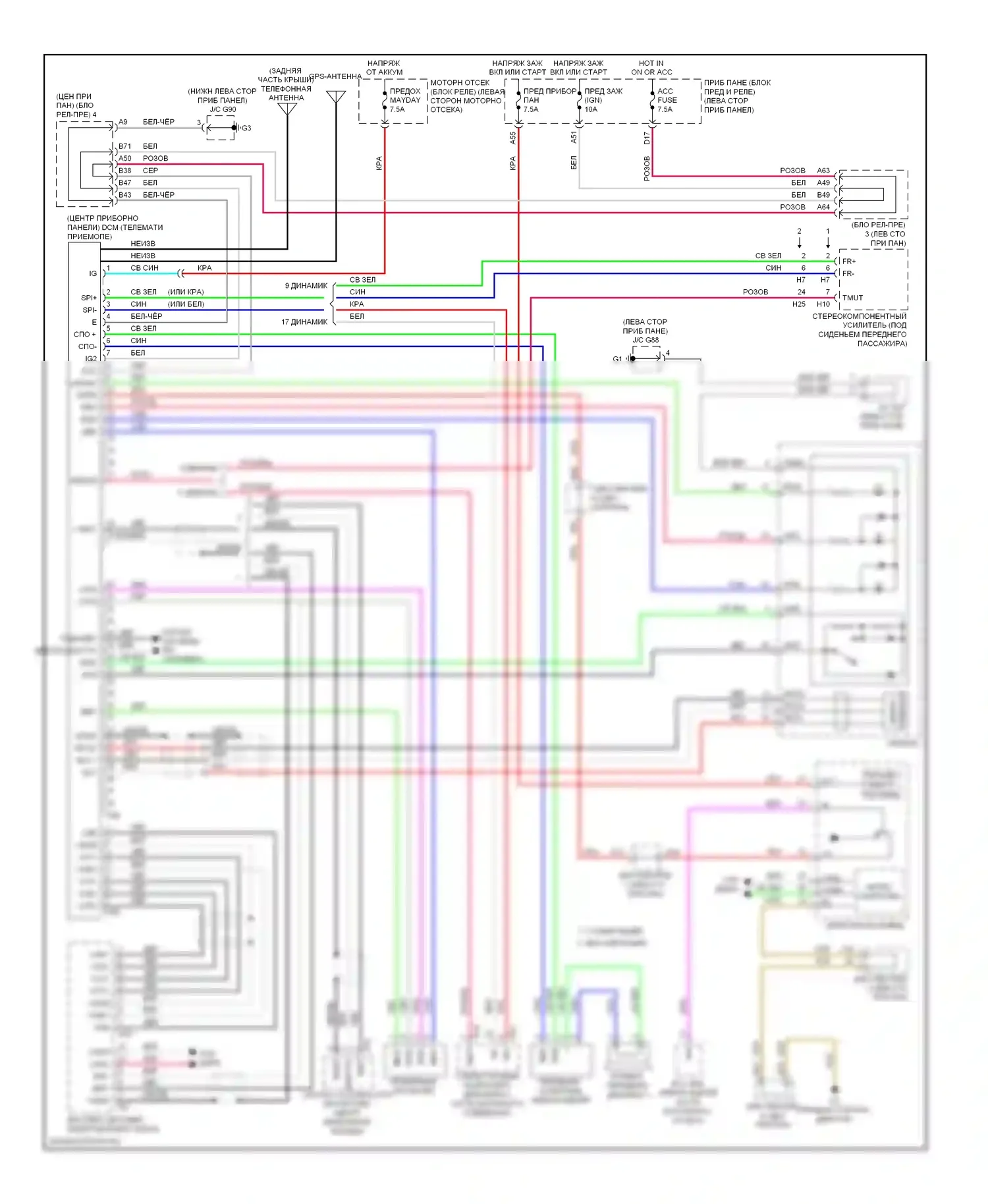 GX Lexus J150 (2009-2013): Электросхема телематики 