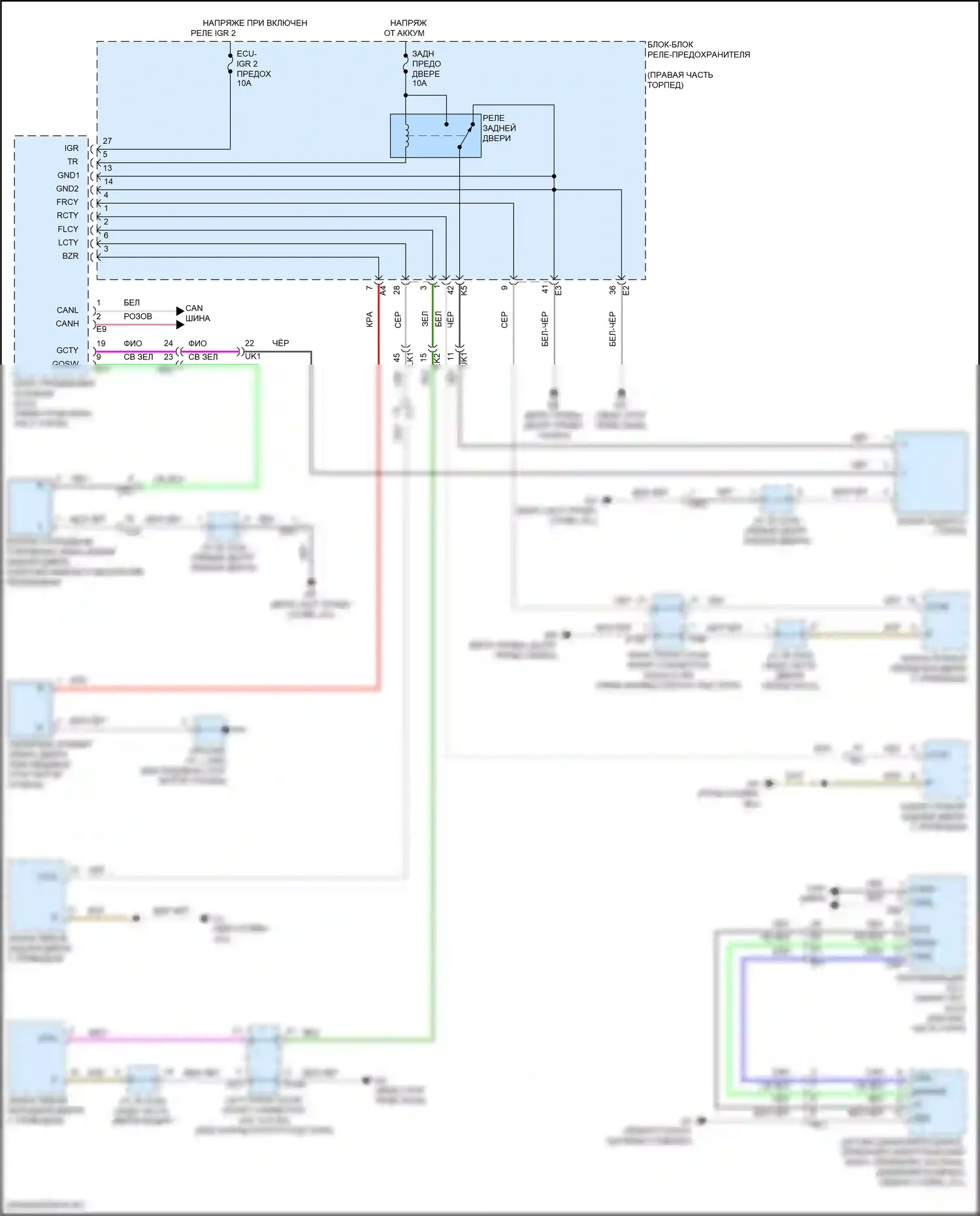 GX Lexus J310 (2023-2024): Электросхема выпуска стекла подъемника 