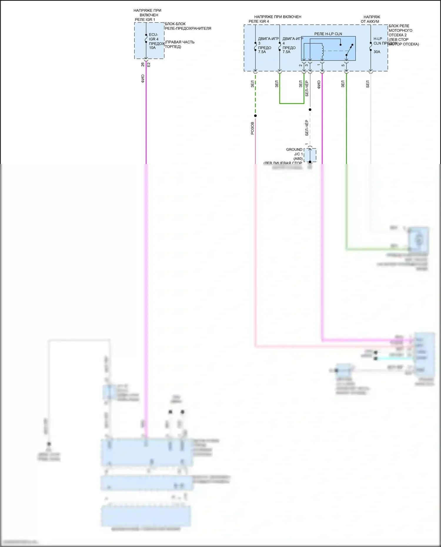 GX Lexus J310 (2023-2024): Электросхема омывателя фар 
