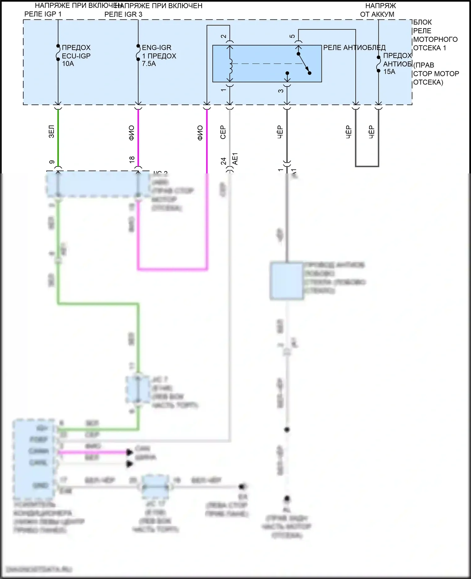 GX Lexus J310 (2023-2024): Электросхема переднего антиобледенителя 