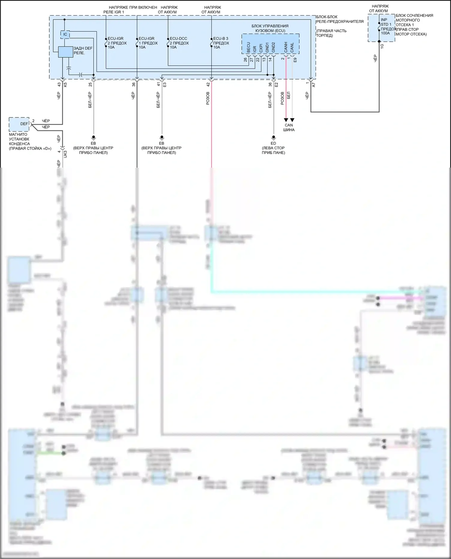 GX Lexus J310 (2023-2024): Электросхема заднего подогрева и обогреваемых зеркал 