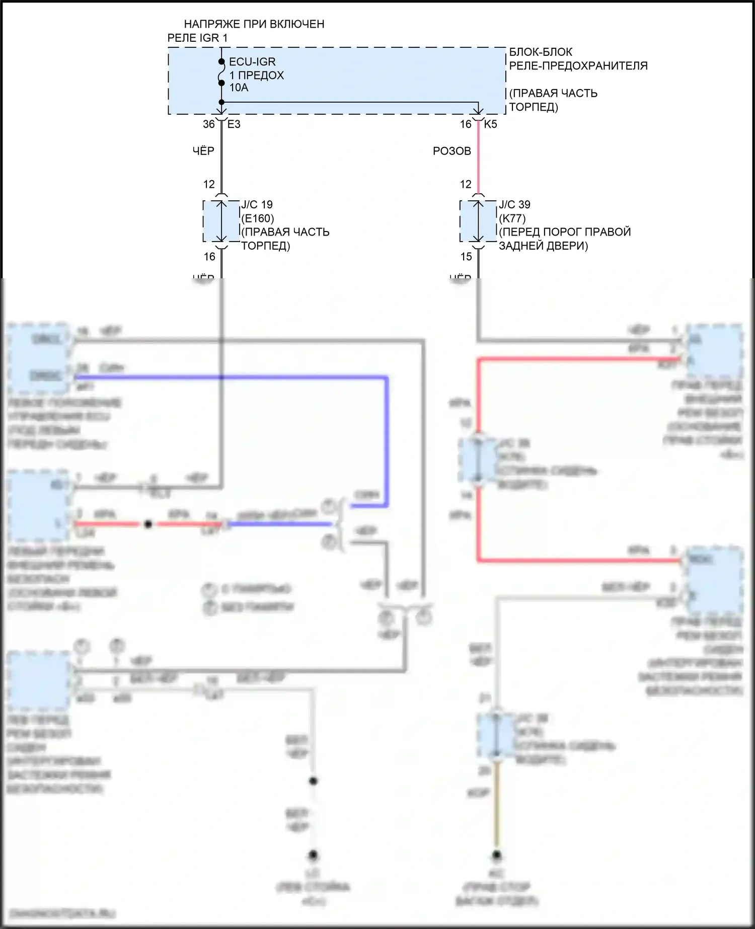 GX Lexus J310 (2023-2024): Электросхема подушек безопасности 