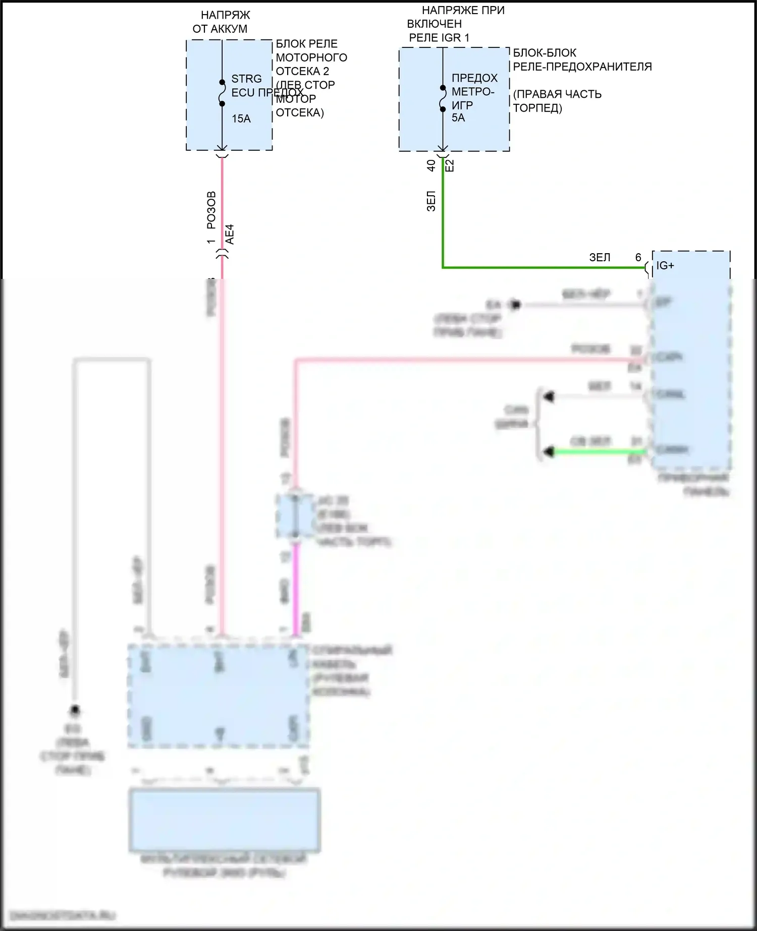 GX Lexus J310 (2023-2024): Электросхема рулевого колеса с подогревом 