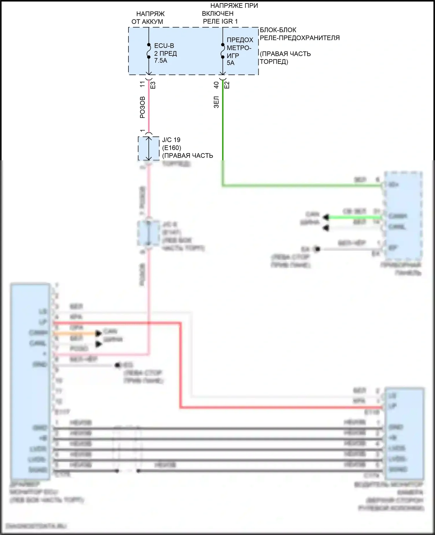 GX Lexus J310 (2023-2024): Электросхема мониторинга водителя 
