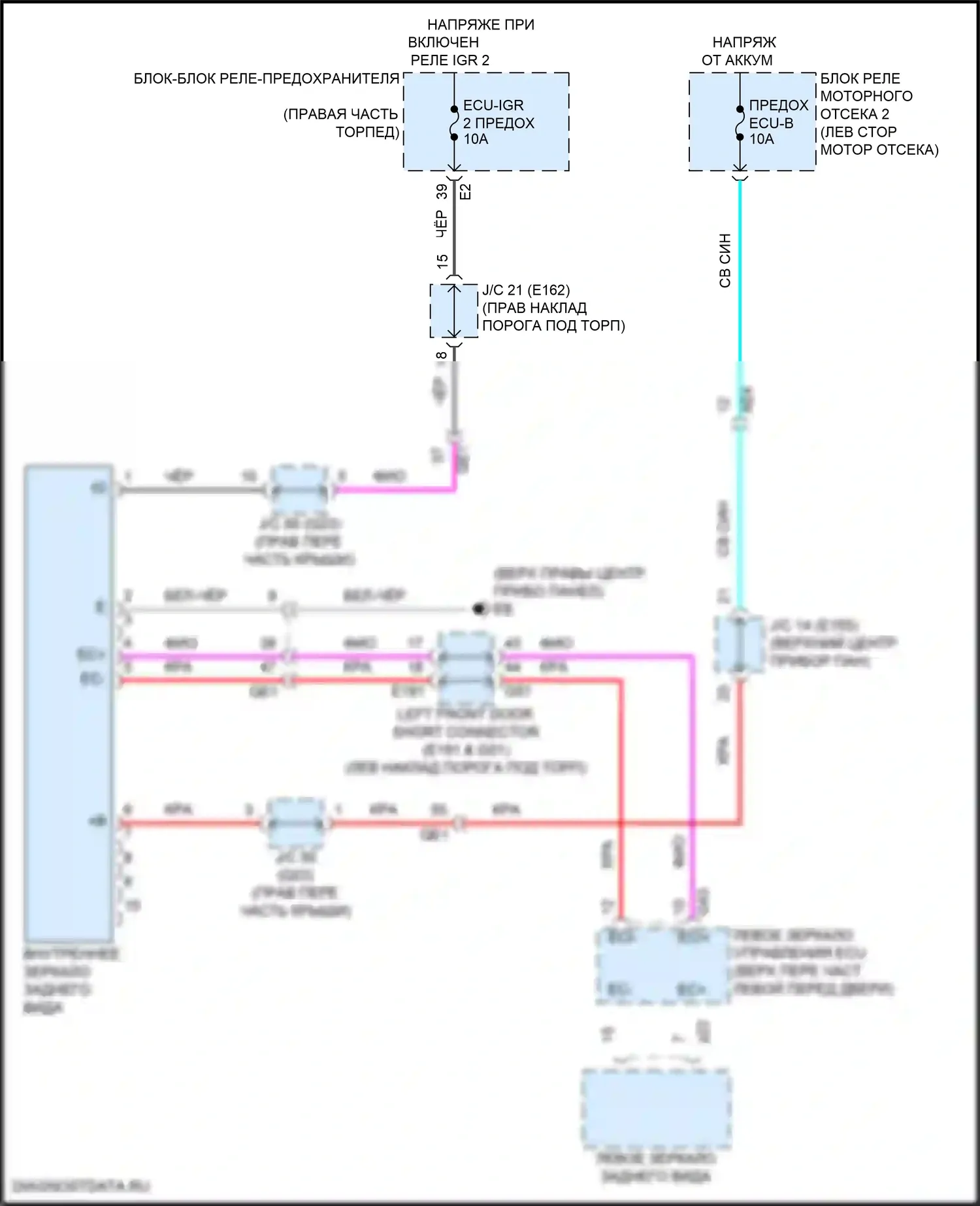 GX Lexus J310 (2023-2024): Электросхема электрохромного зеркала, без цифрового зеркала заднего вида 