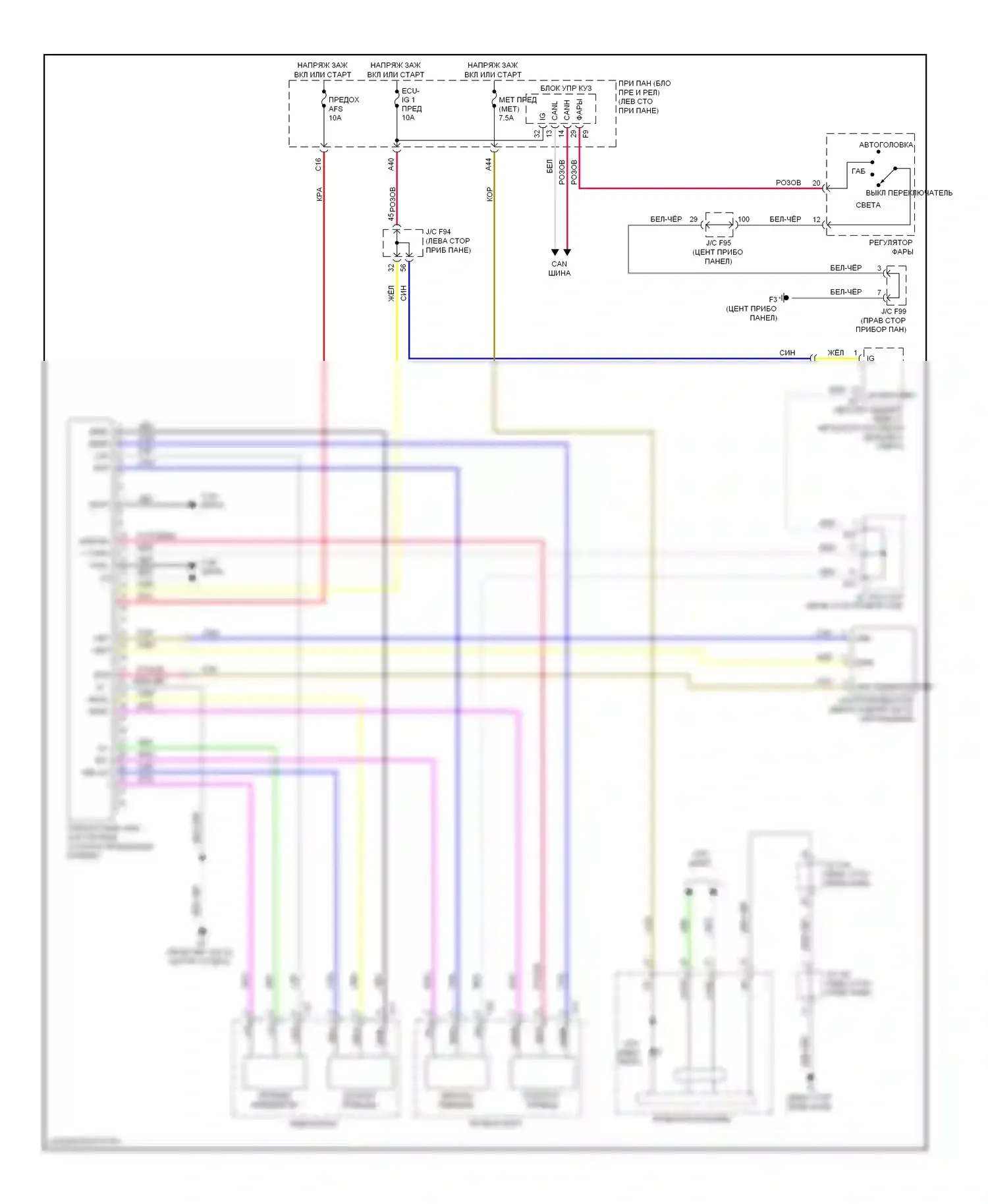 HS Lexus I (2009-2012): Электросхема адаптивного переднего освещения 