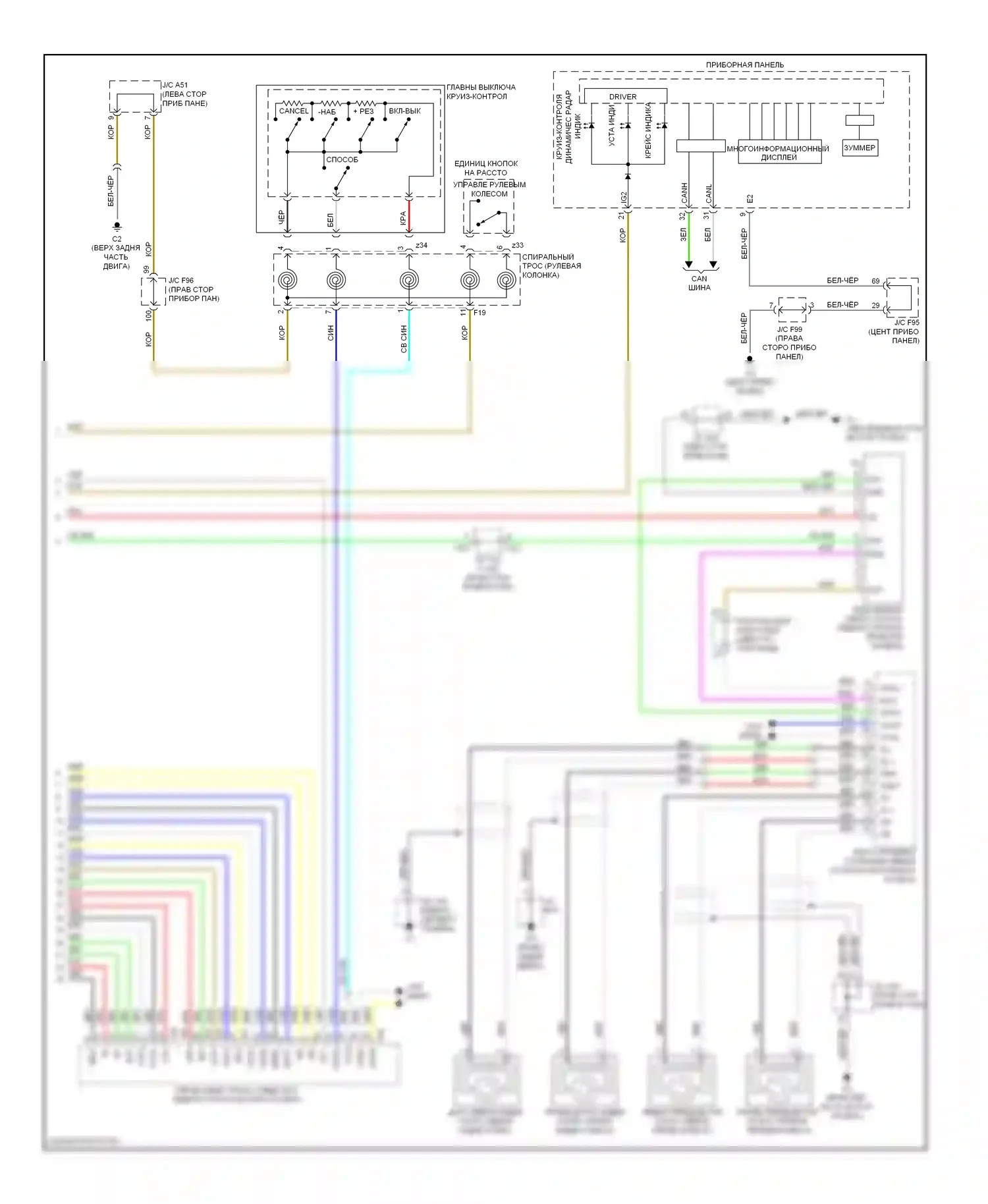 HS Lexus I (2009-2012): Электросхема круиз-контроля с динамическим радиолокационным управлением (2 из 2) 