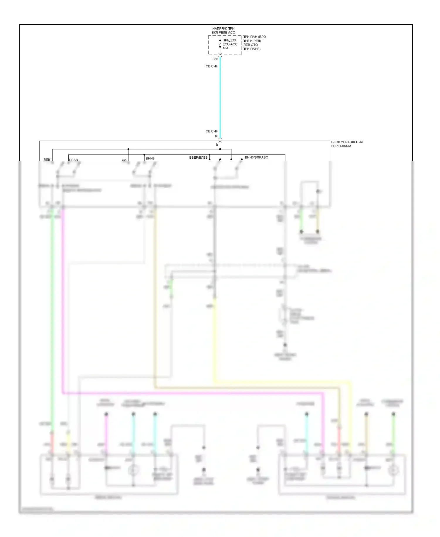 HS Lexus I (2009-2012): Электросхема управления зеркалами заднего вида 
