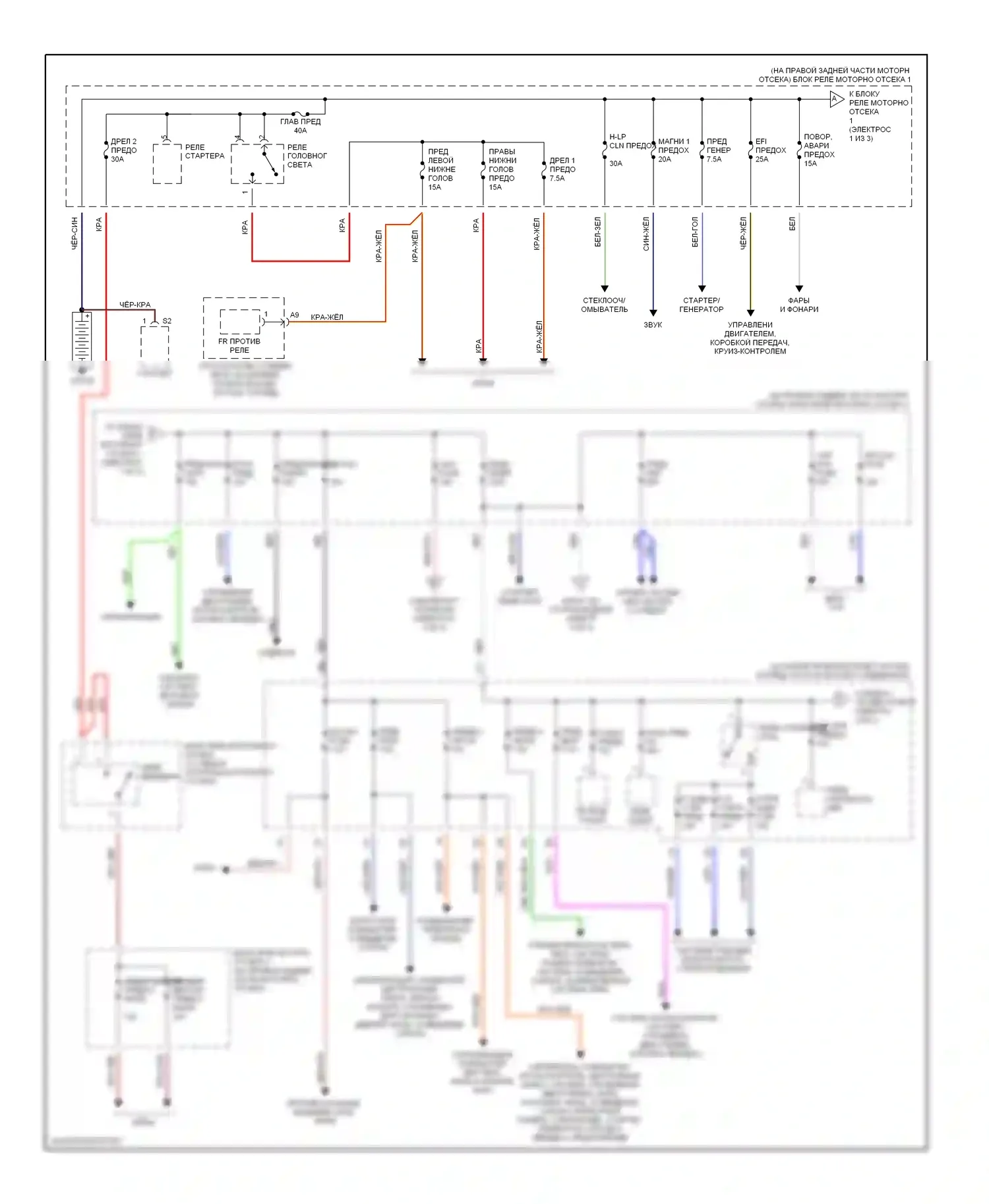 IS Lexus I (1999-2005): Электросхема блока предохранителей реле (1 из 3) 