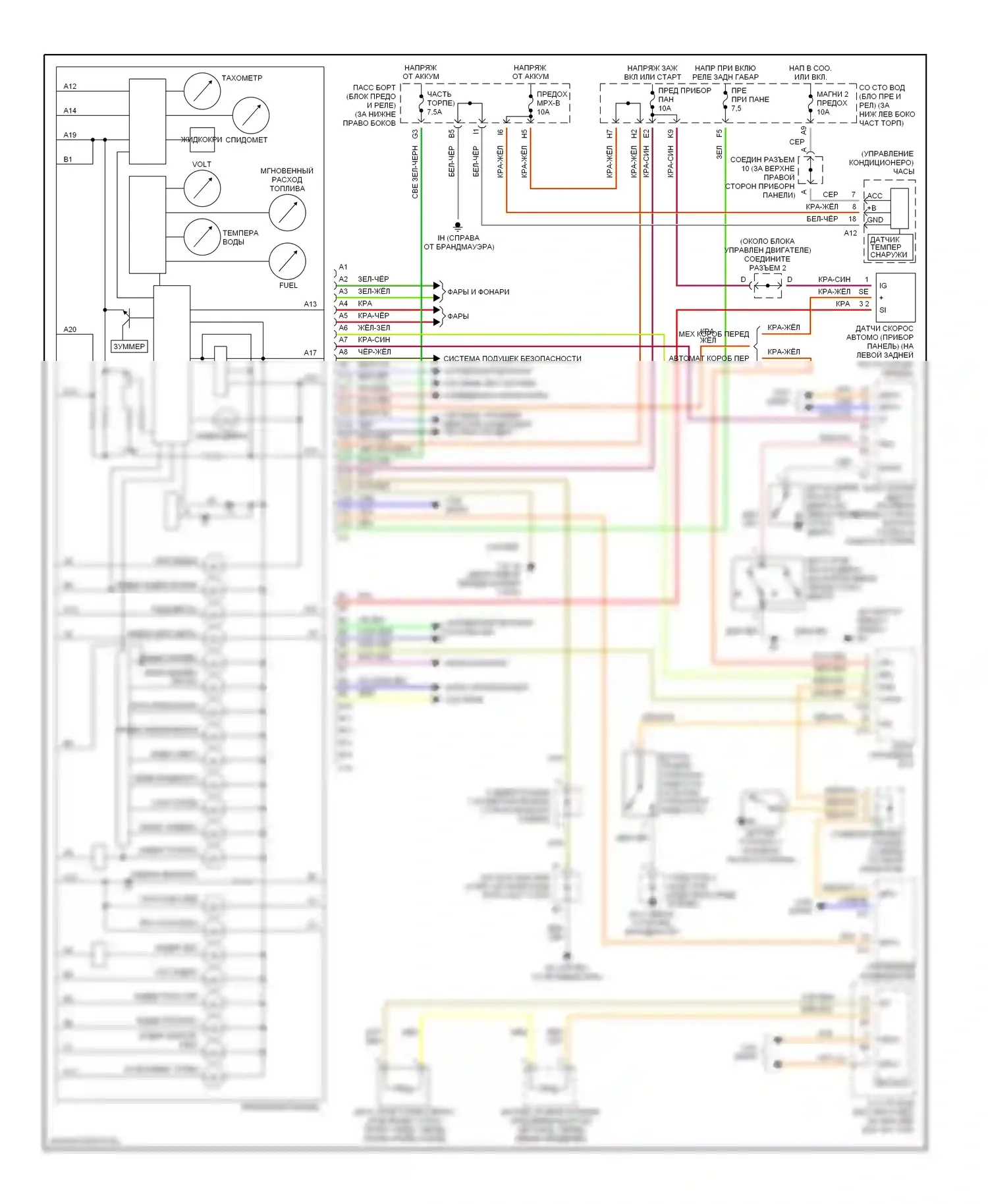 IS Lexus I (1999-2005): Электросхема приборной панели 