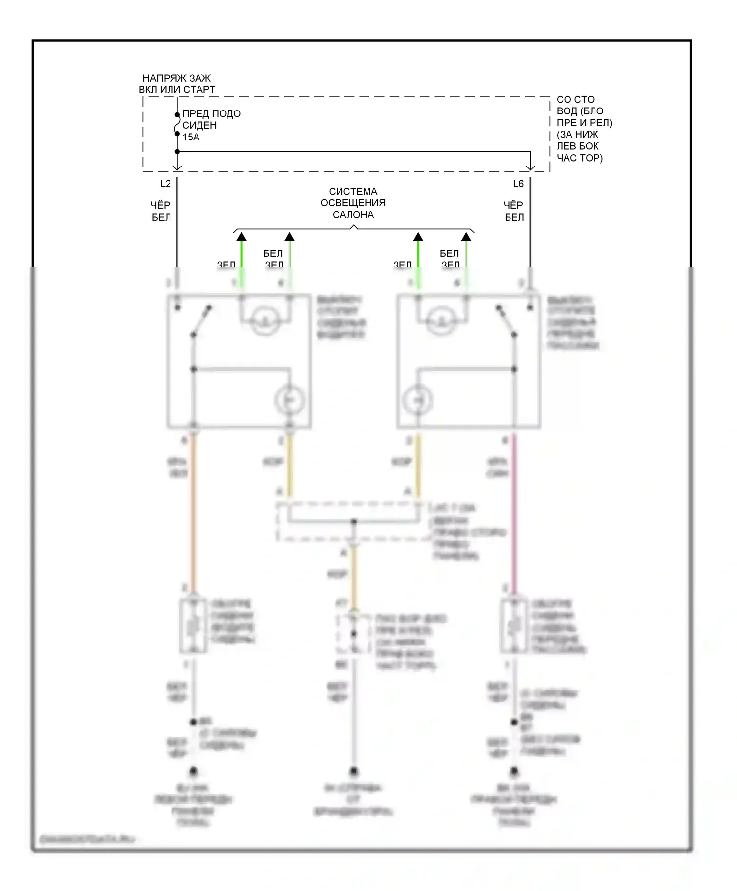 IS Lexus I (1999-2005): Электросхема обогреваемых сидений 
