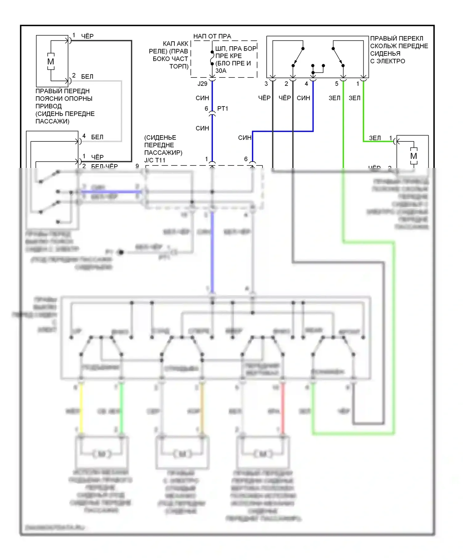 IS Lexus II рестайлинг 2 (2010-2016): Электросхема сиденья питания для пассажиров 