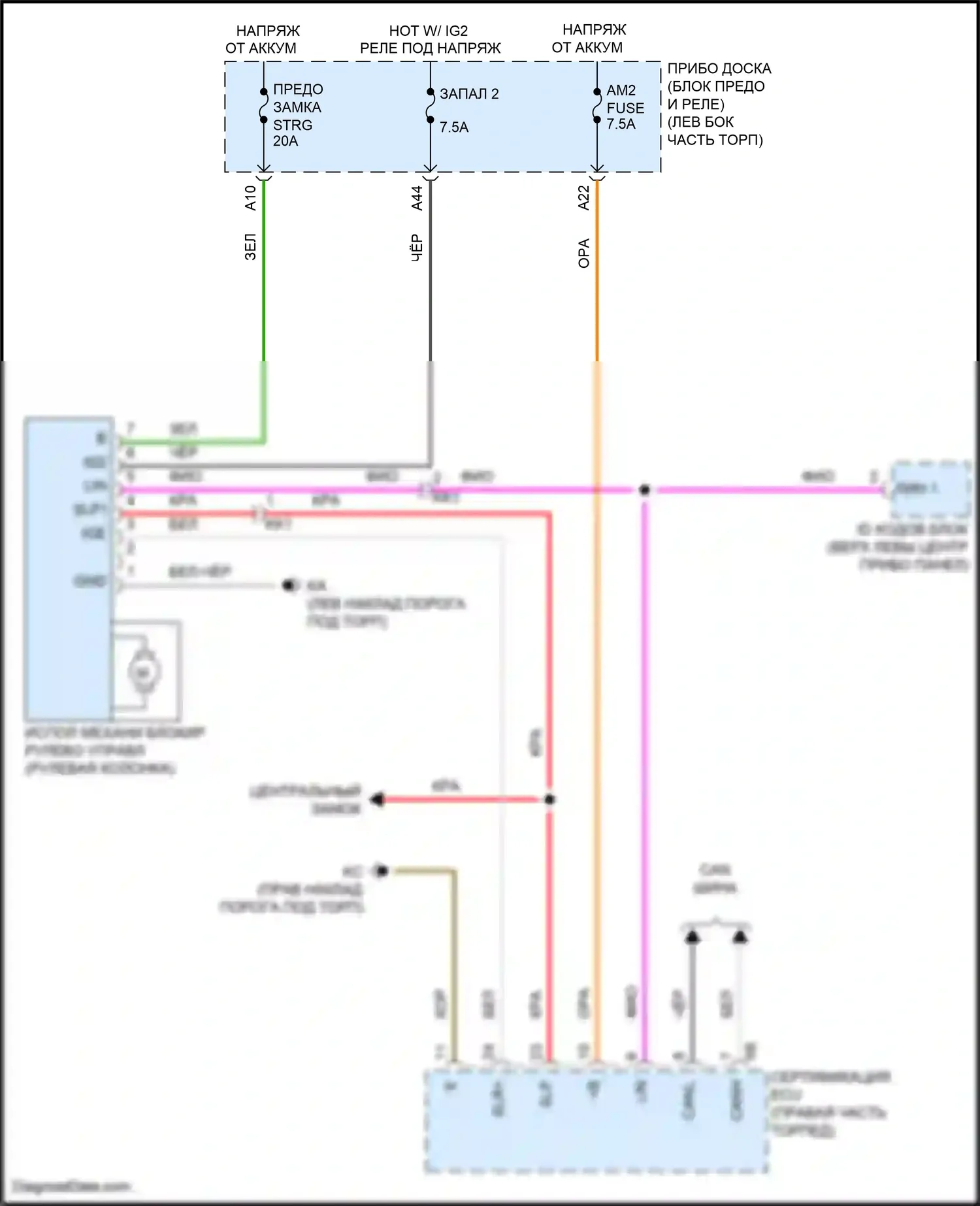 IS Lexus III рестайлинг 2 (2020-2024): Электросхема рулевой колонки 