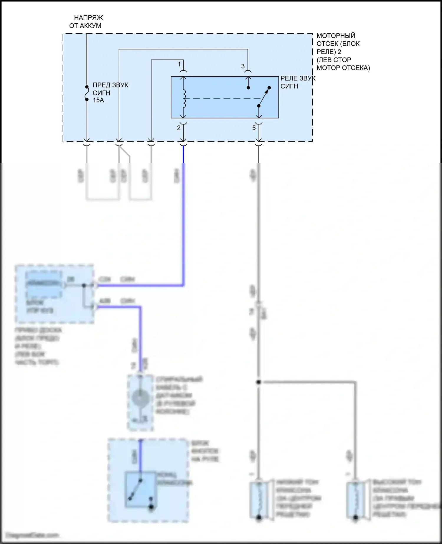 IS Lexus III рестайлинг 2 (2020-2024): Электросхема клаксона 
