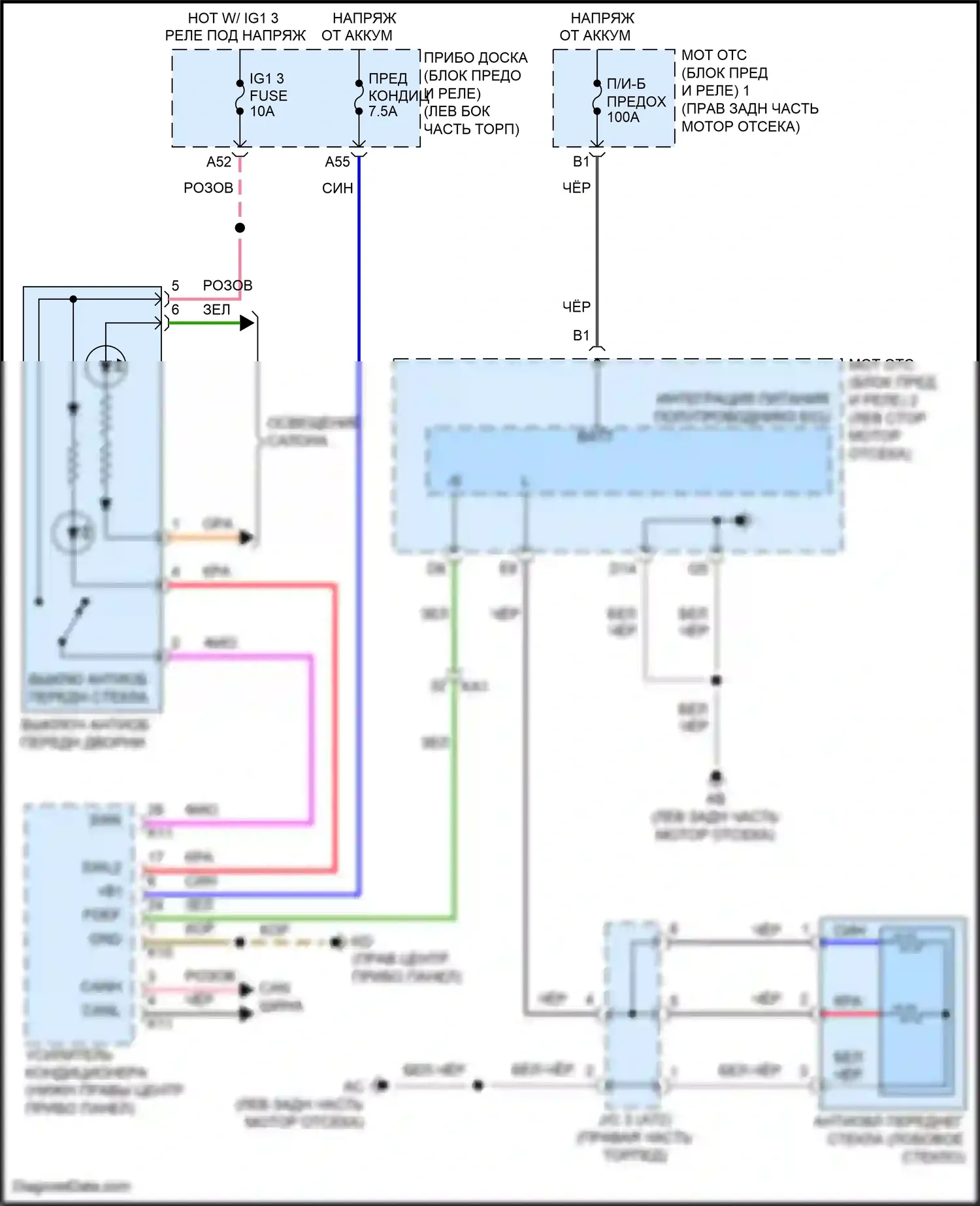 IS Lexus III рестайлинг 2 (2020-2024): Электросхема переднего антиобледенителя 