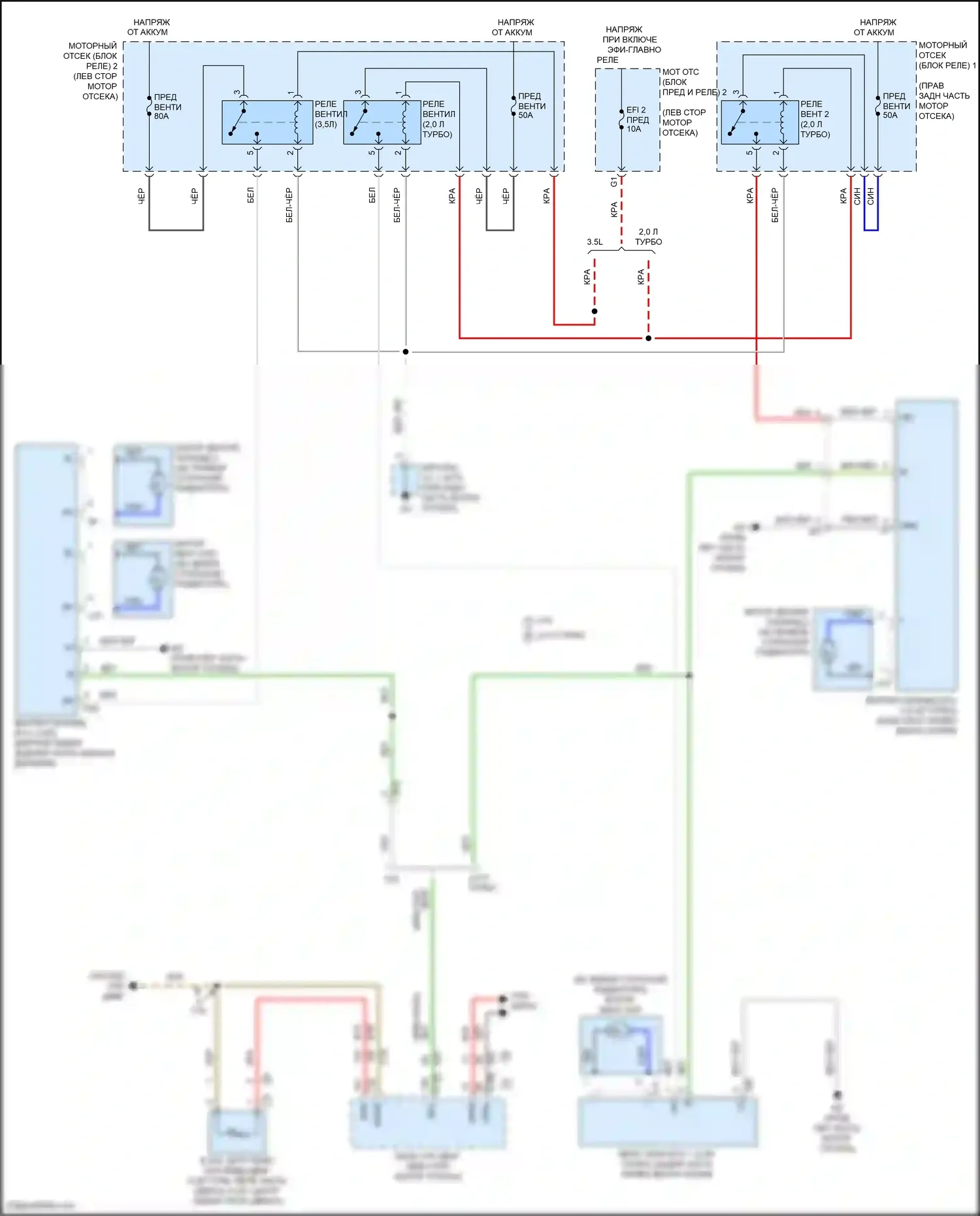 IS Lexus III рестайлинг 2 (2020-2024): Электросхема вентилятора охлаждения 