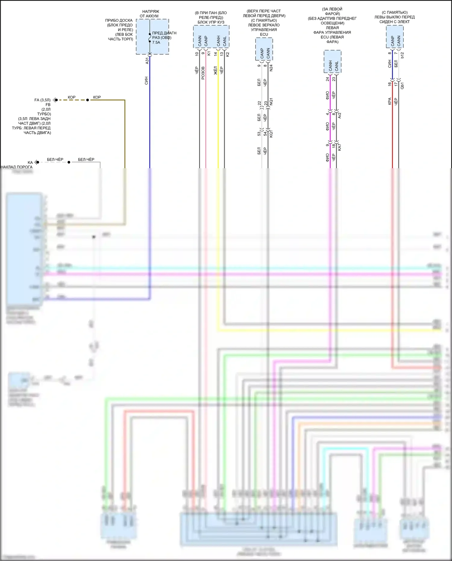 IS Lexus III рестайлинг (2015-2020): Can шина электросхема (1 из 4) 