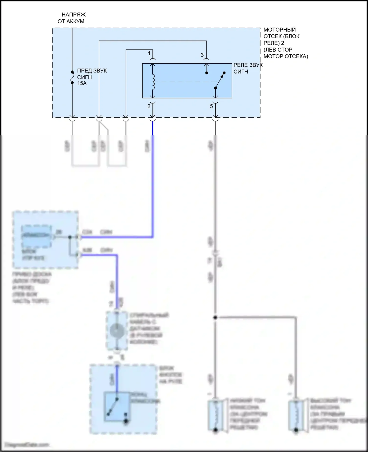 IS Lexus III рестайлинг (2015-2020): Электросхема клаксона 