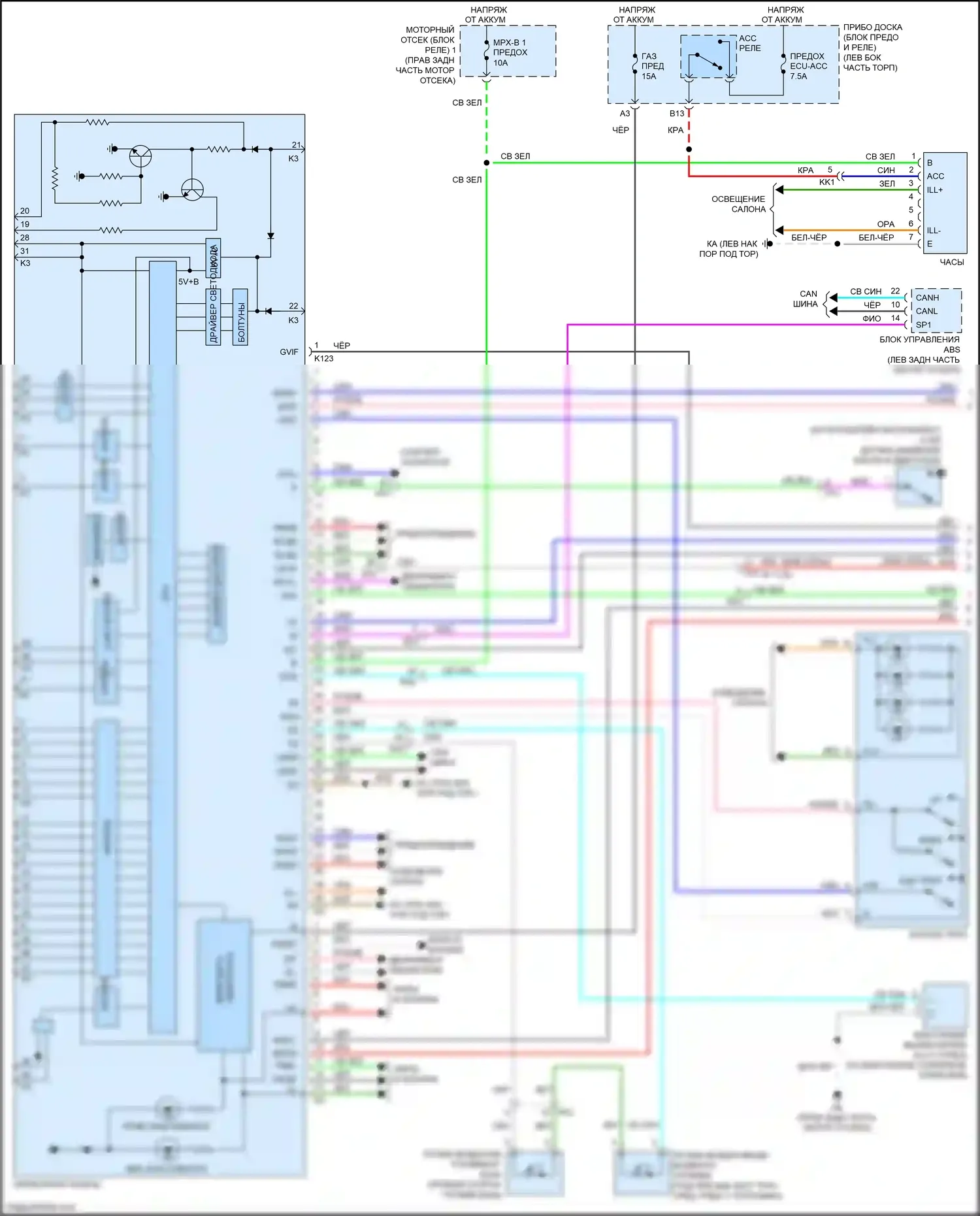 IS Lexus III рестайлинг (2015-2020): Электросхема приборной панели (1 из 2) 
