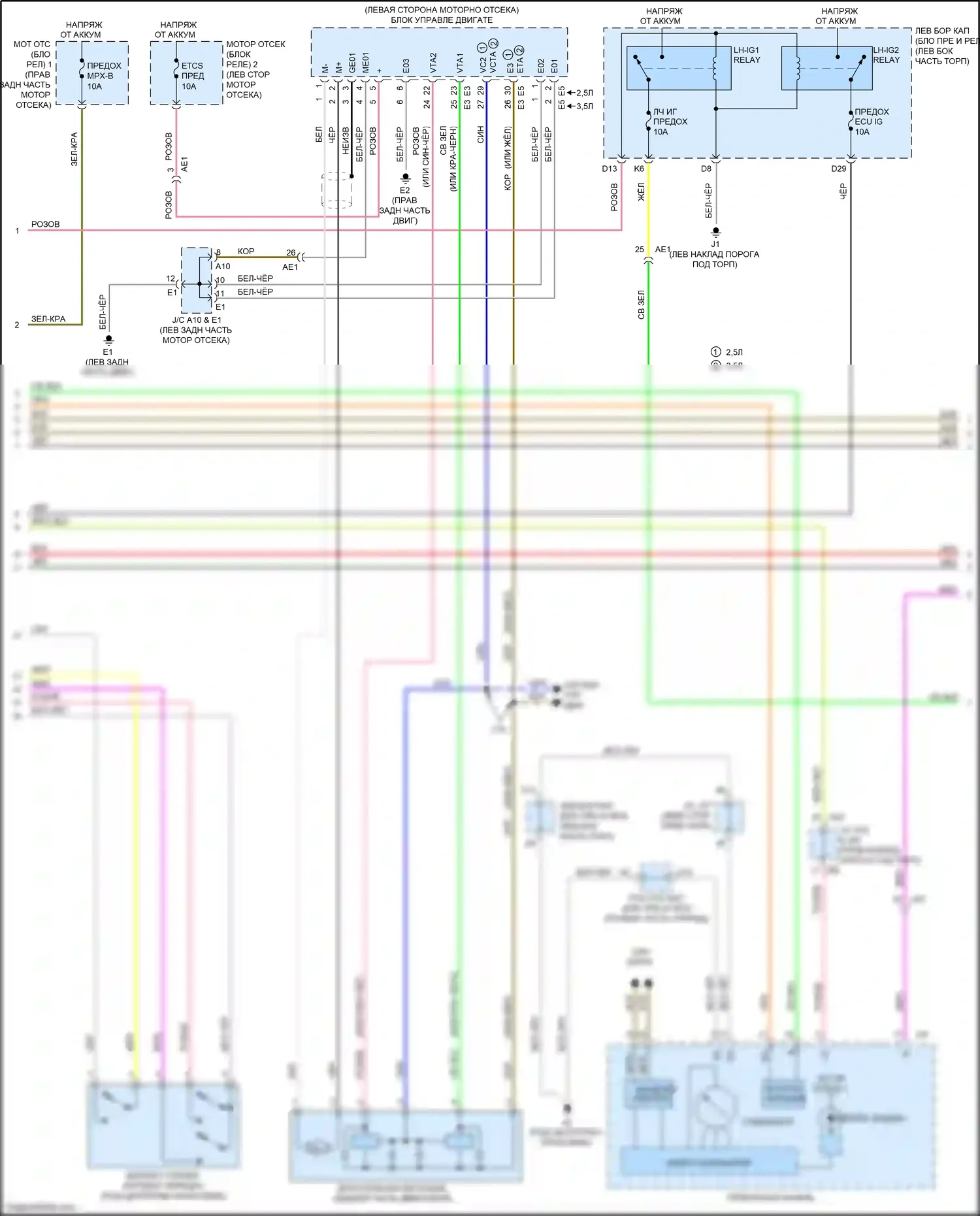 IS Lexus III (2013-2016): Электросхема круиз-контроля с динамическим радиолокационным управлением (2 из 3) 
