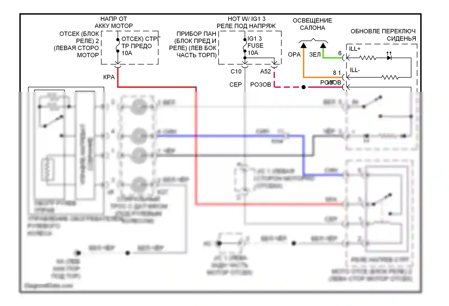 IS Lexus III (2013-2016): Электросхема рулевого колеса с подогревом 