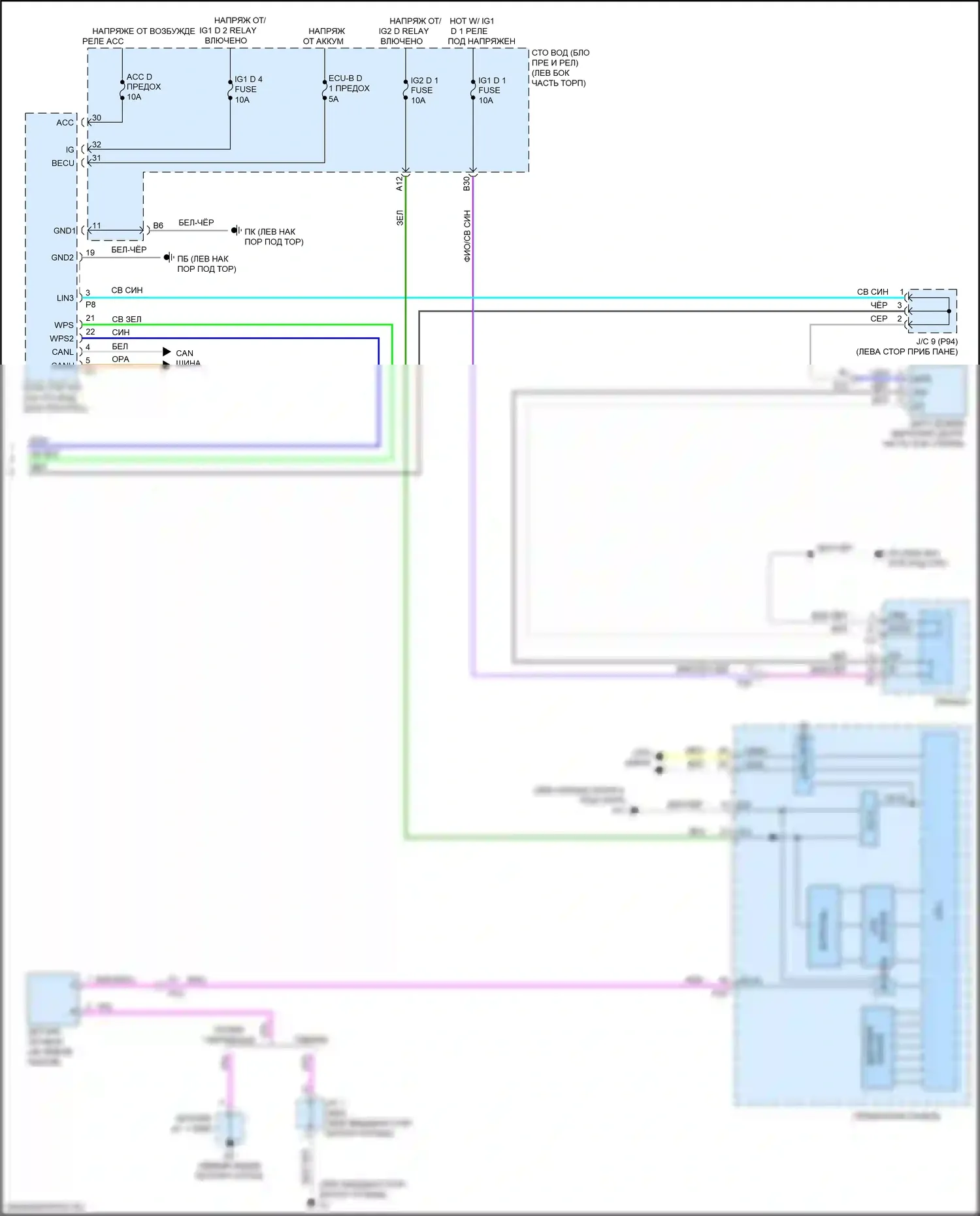 LC Lexus I (2016-2024): Дворники и омыватели электросхема (2 из 2) 