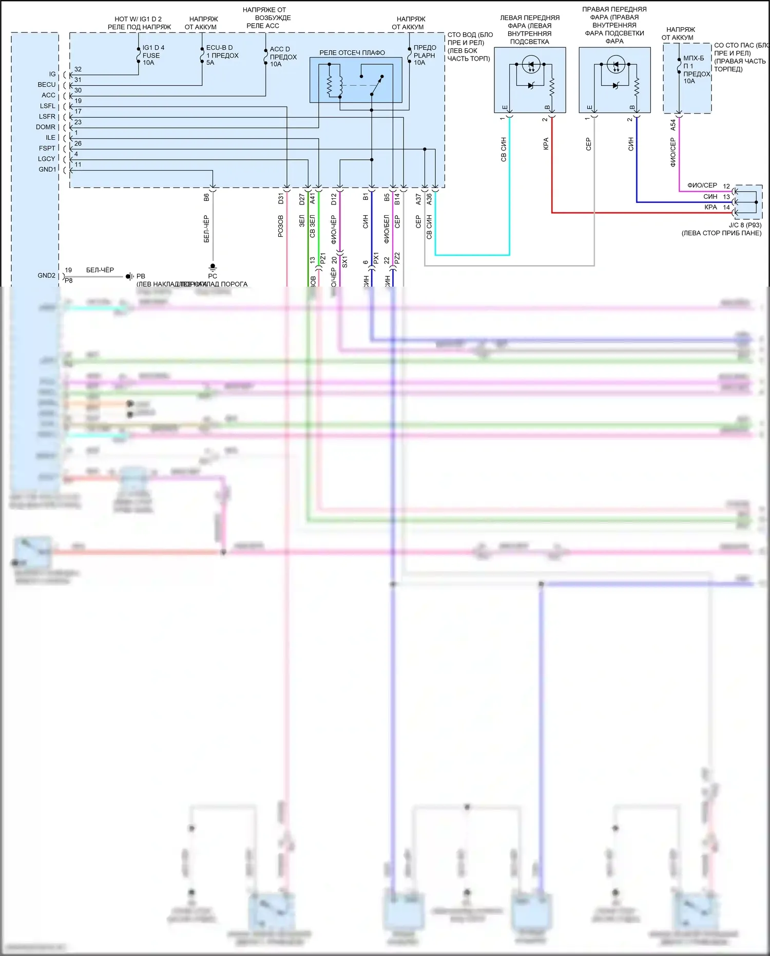 LC Lexus I (2016-2024): Электросхема освещения салона (1 из 3) 