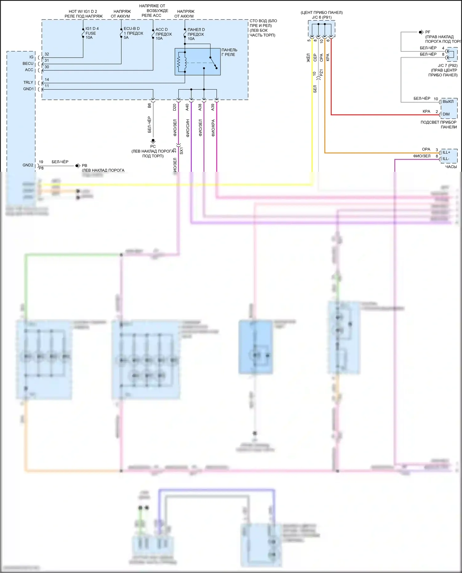 LC Lexus I (2016-2024): Электросхема подсветки приборной панели (1 из 4) 