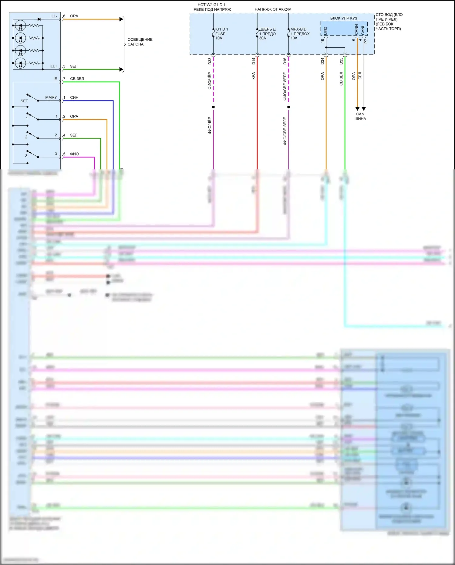 LC Lexus I (2016-2024): Электросхема памяти зеркал (1 из 2) 