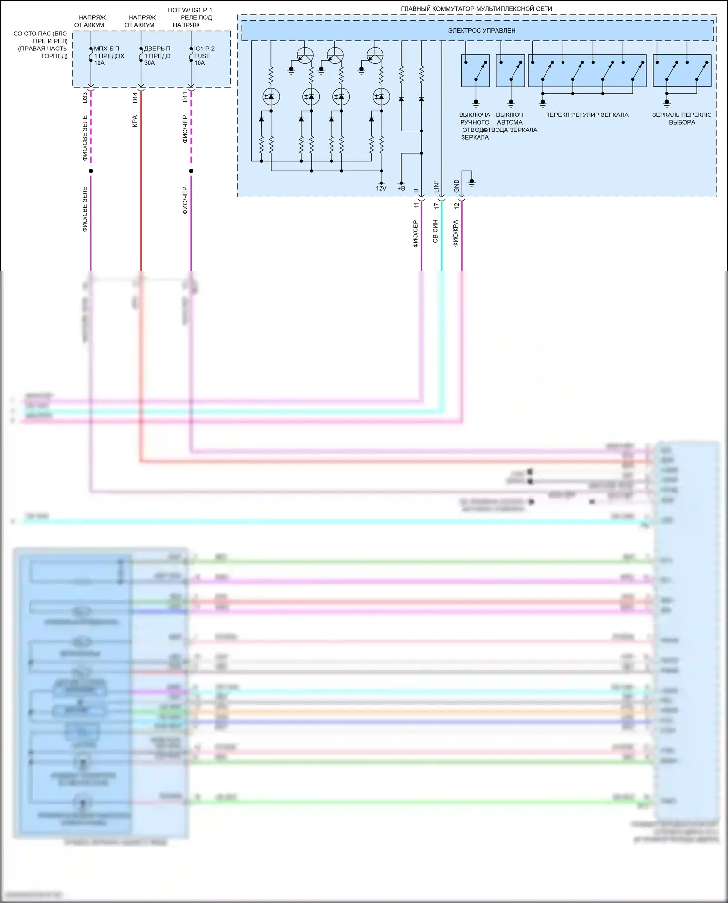 LC Lexus I (2016-2024): Электросхема памяти зеркал (2 из 2) 