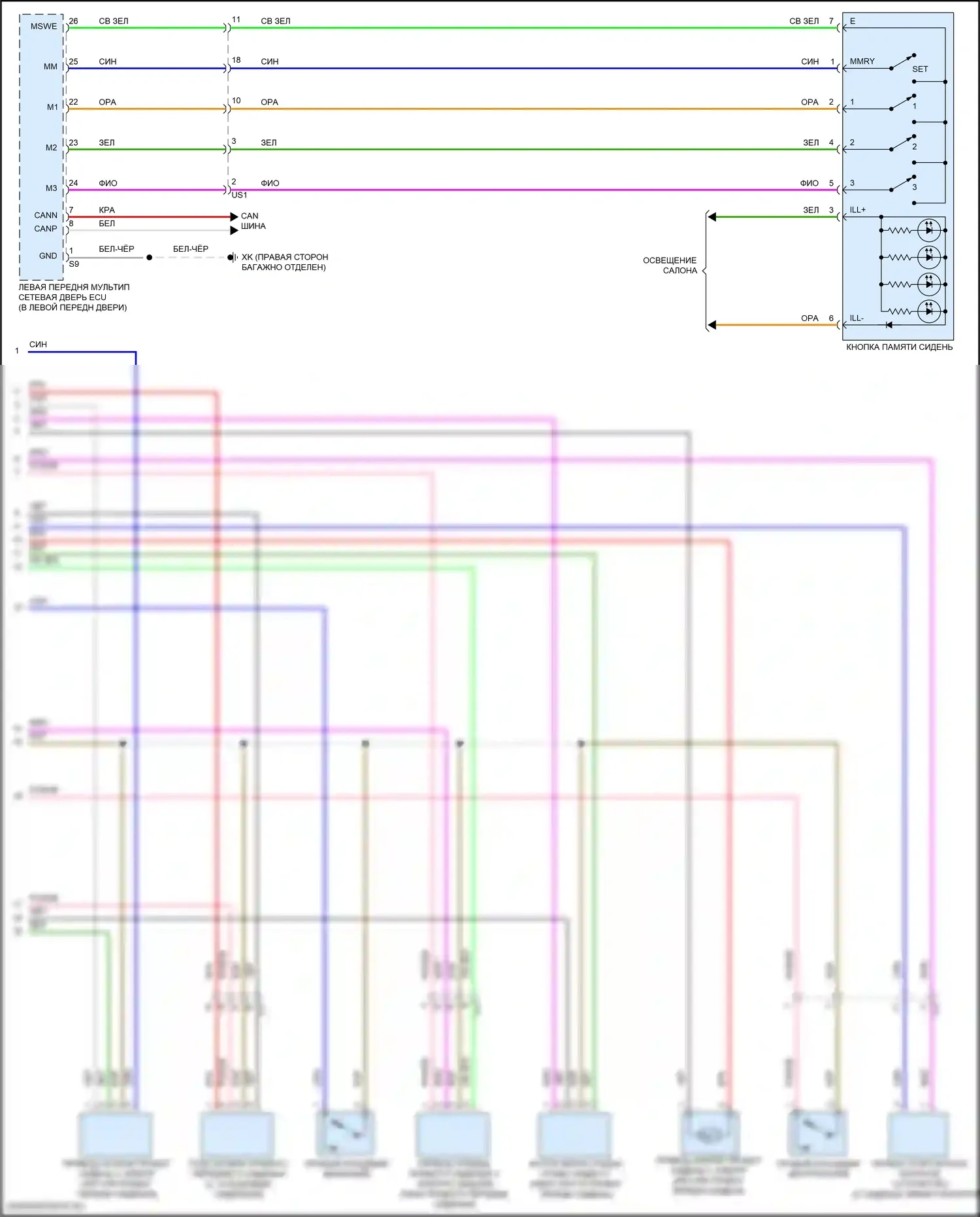 LC Lexus I (2016-2024): Электросхема сиденья памяти пассажира (2 из 2) 