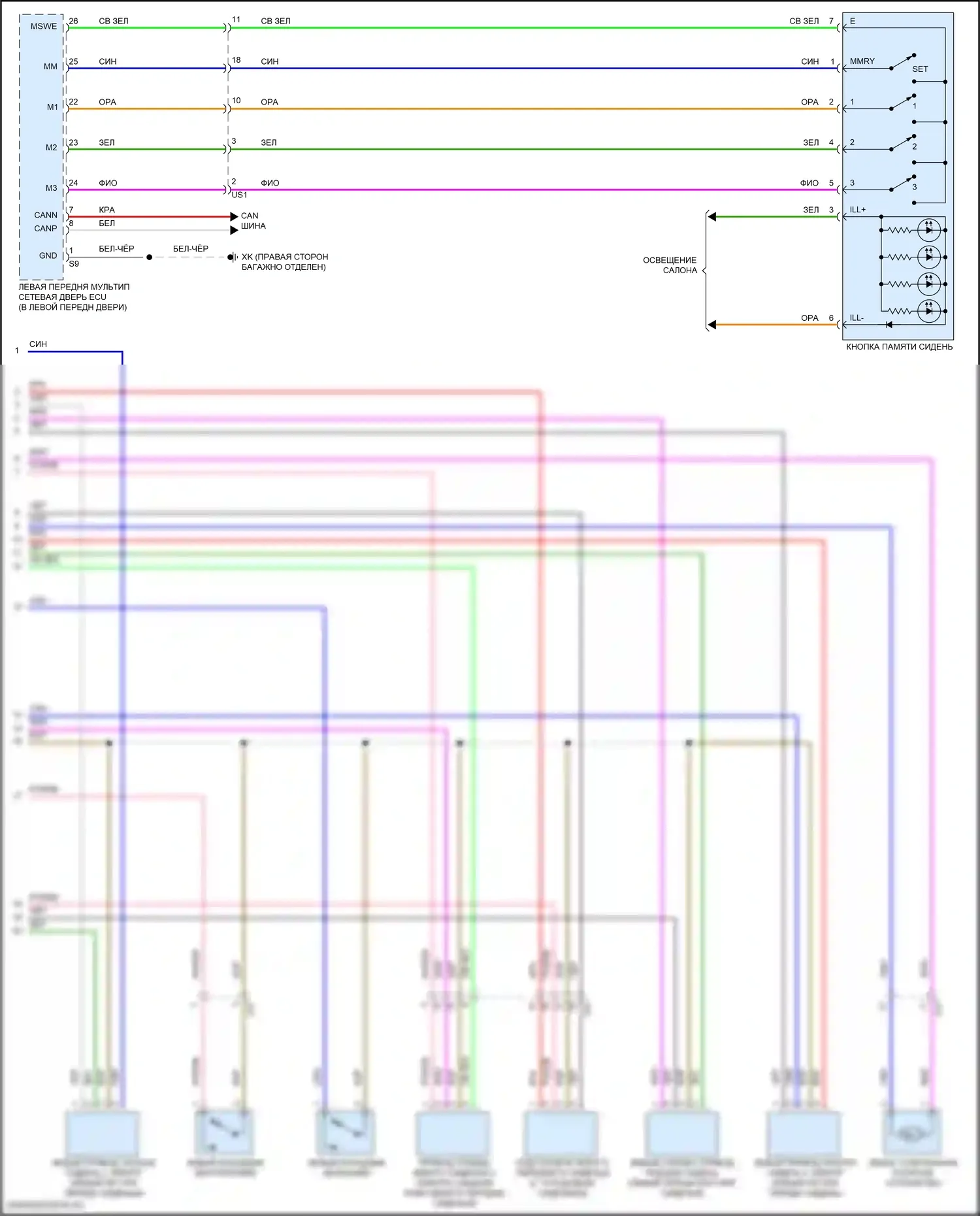 LC Lexus I (2016-2024): Электросхема сиденья памяти водителя (2 из 2) 