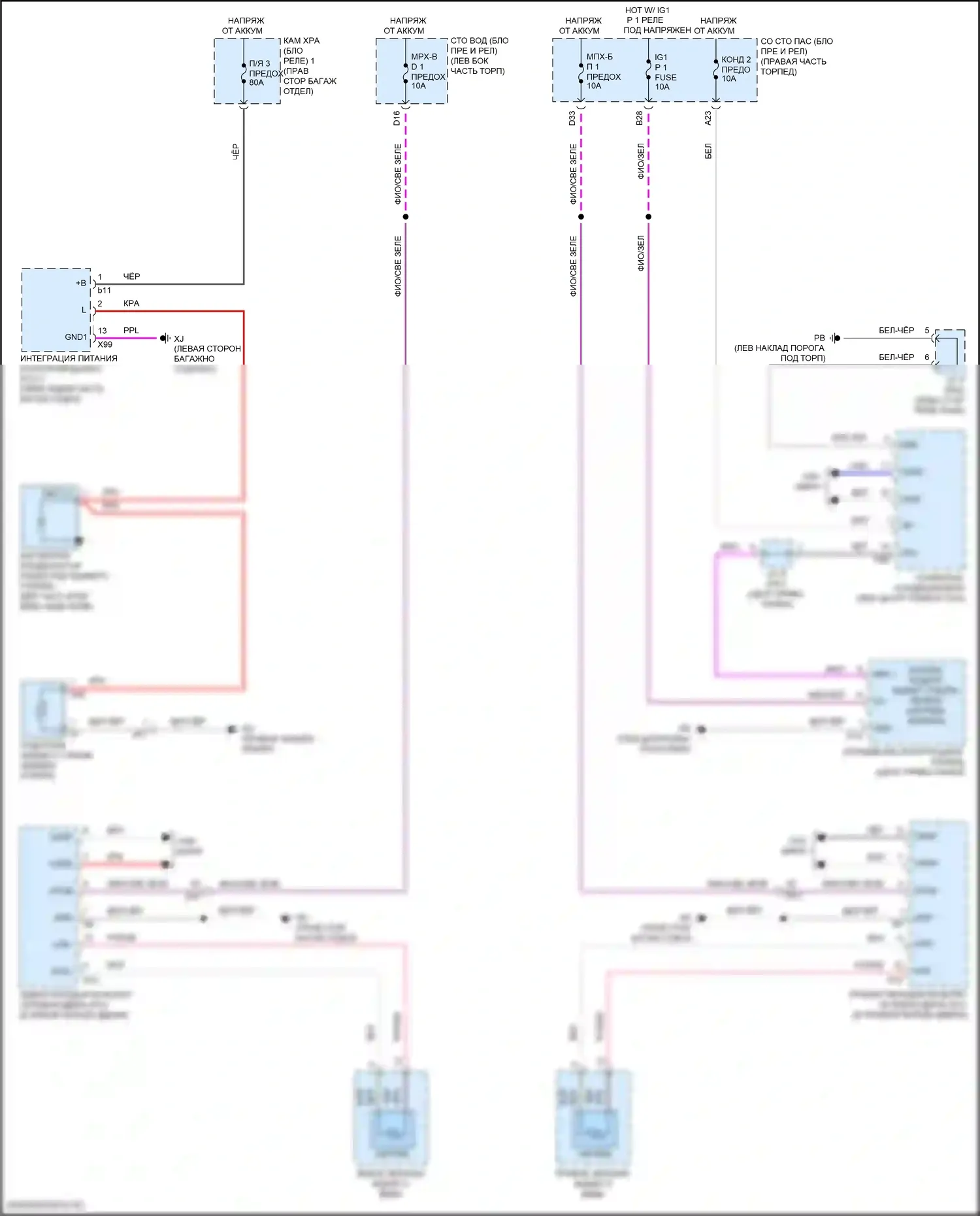 LC Lexus I (2016-2024): Электросхема заднего подогрева и обогреваемых зеркал 