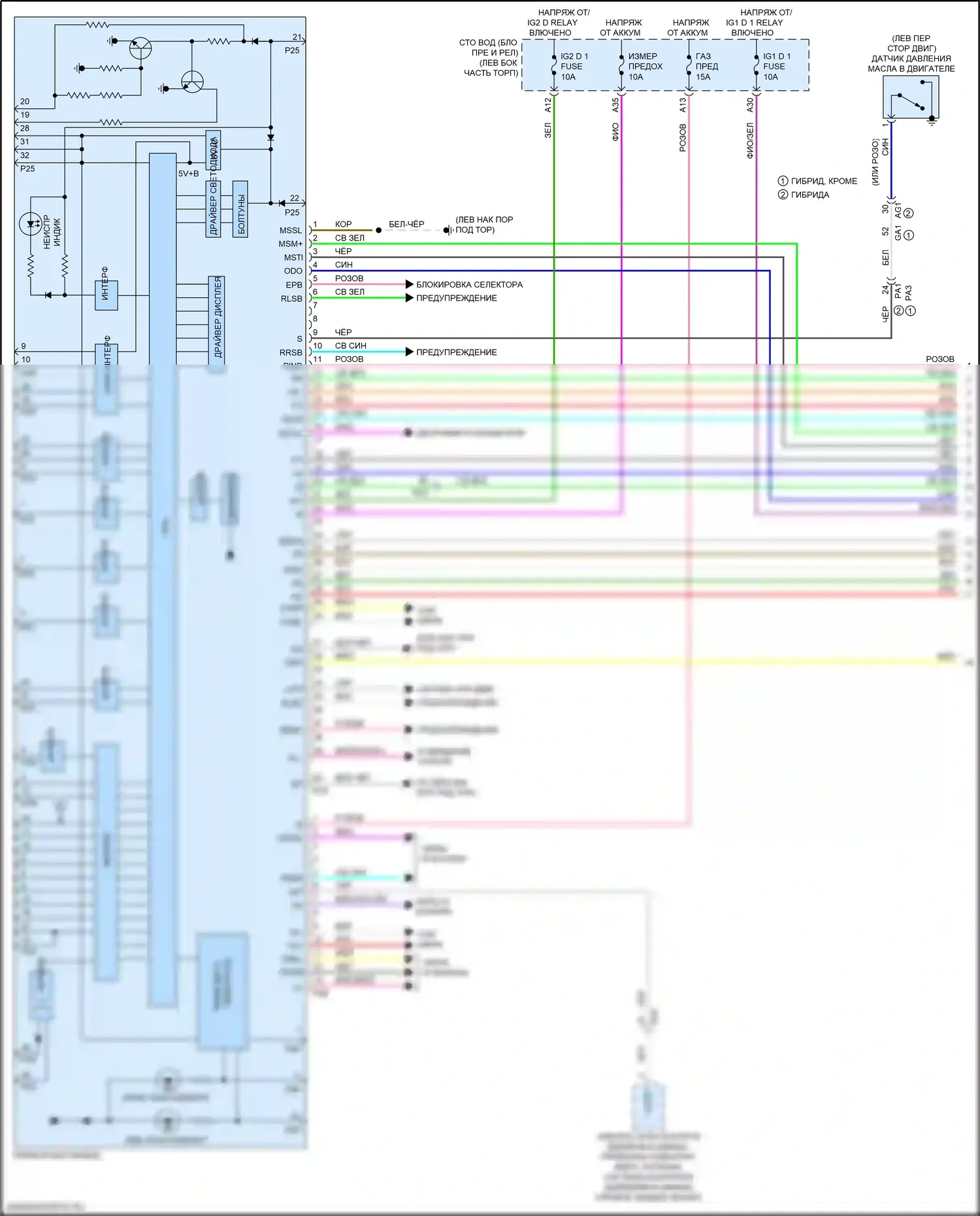 LC Lexus I (2016-2024): Электросхема приборной панели (1 из 4) 