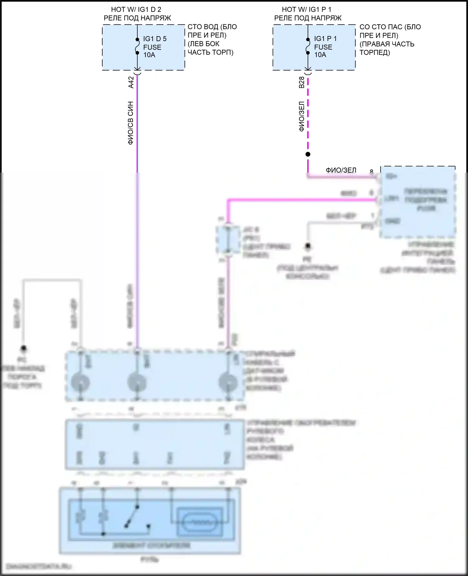 LC Lexus I (2016-2024): Электросхема рулевого колеса с подогревом 