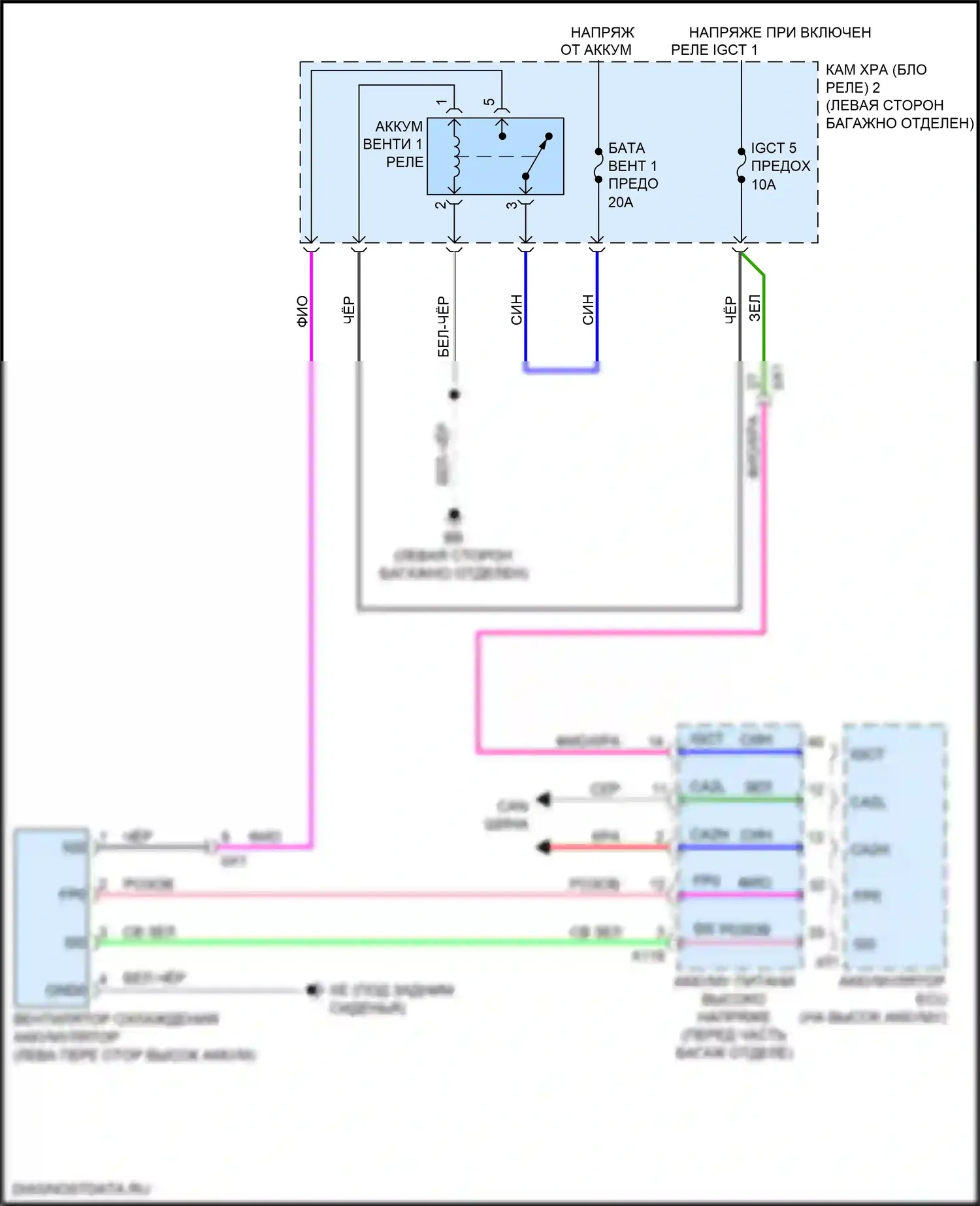 LC Lexus I (2016-2024): Электросхема вентилятора охлаждения аккумулятора 