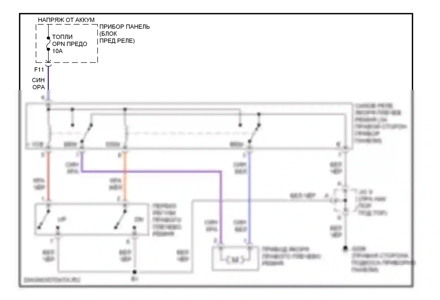 LS Lexus II (1994-2000): Электросхема крепления силового плечевого ремня 