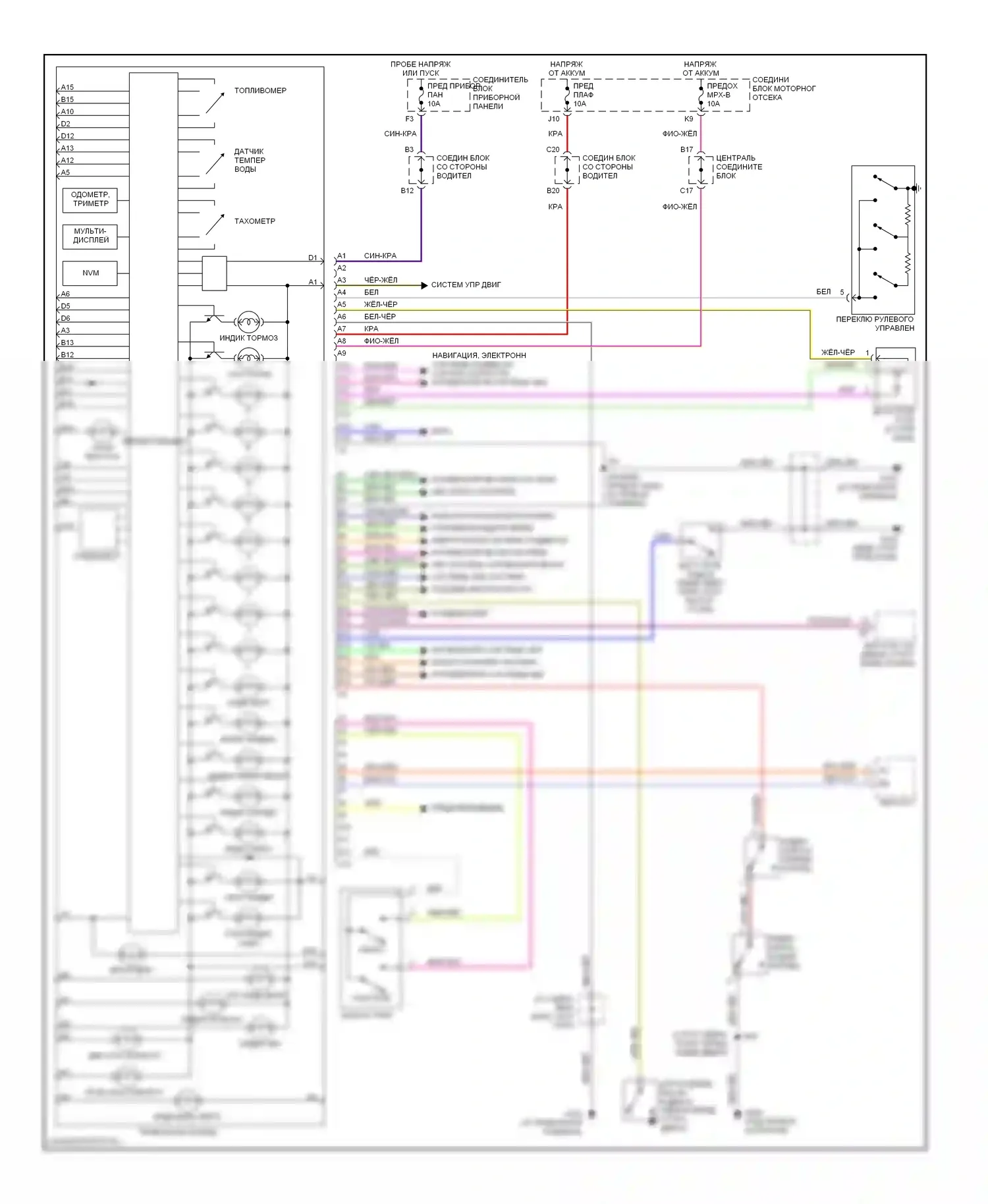 LS Lexus II (1994-2000): Электросхема приборной панели 