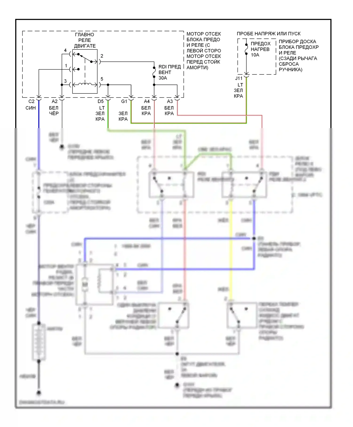 LS Lexus II (1994-2000): Электросхема вентилятора охлаждения 