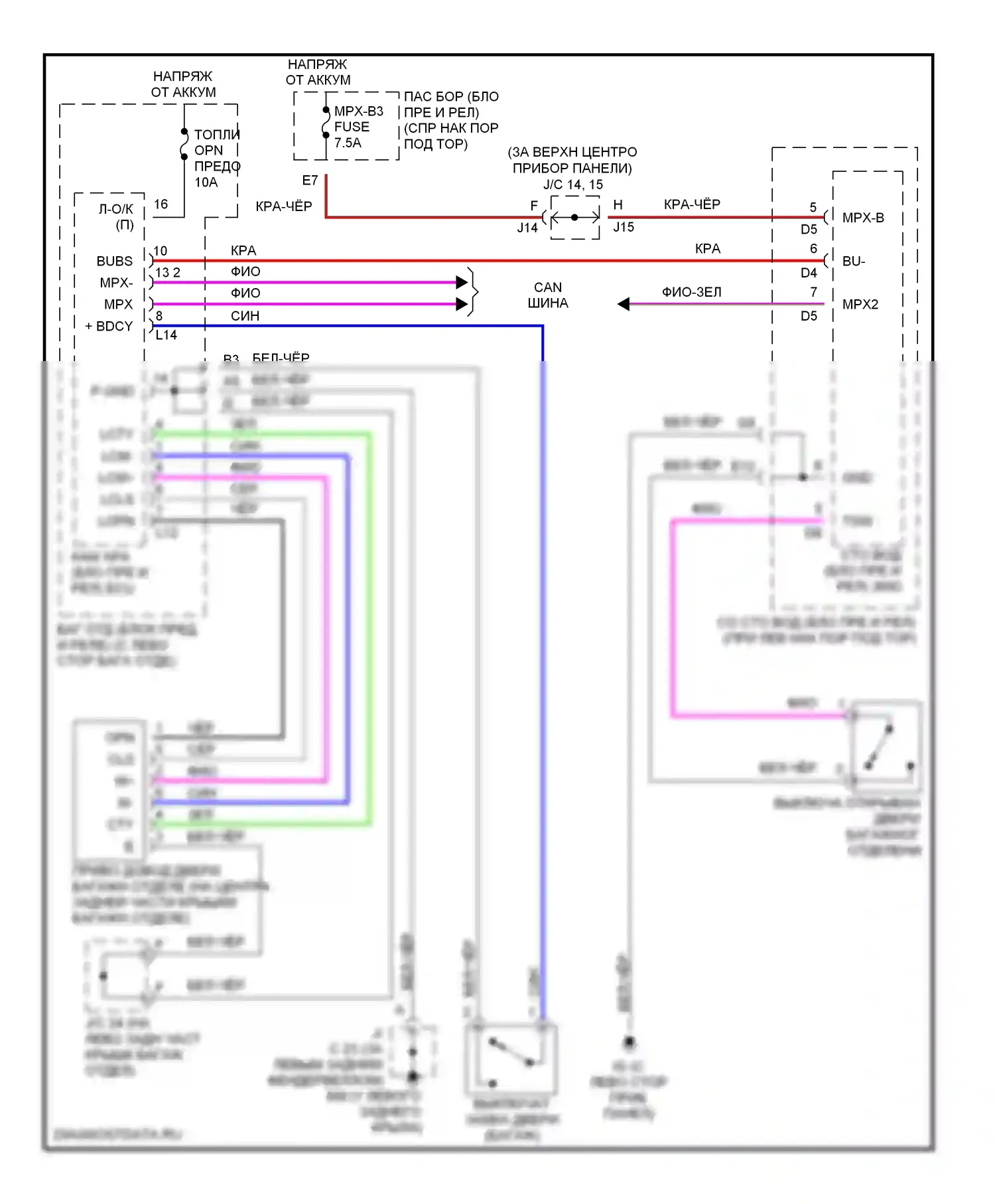 LS Lexus III рестайлинг (2003-2006): Электросхема освобождения и освобождения соединительной линии 