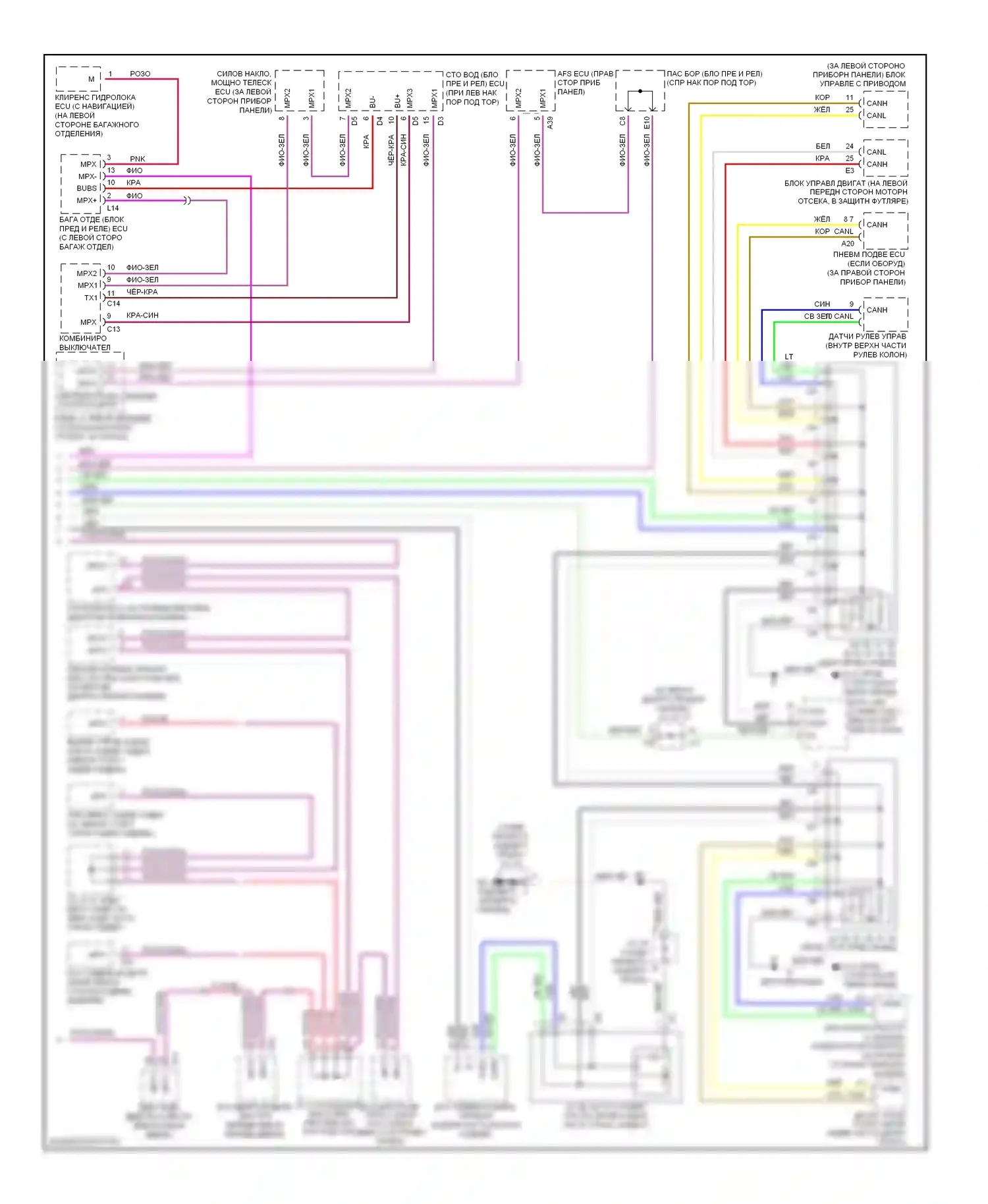 LS Lexus III рестайлинг (2003-2006): Электросхема шины высокого/низкого уровня (2 из 2) 