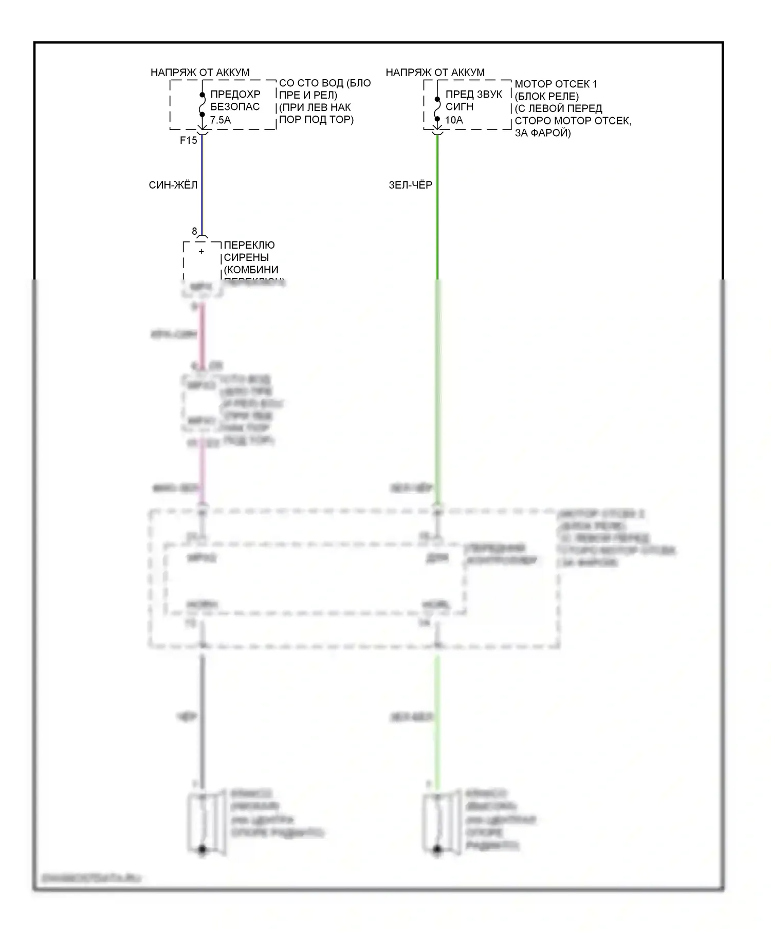 LS Lexus III рестайлинг (2003-2006): Электросхема клаксона 