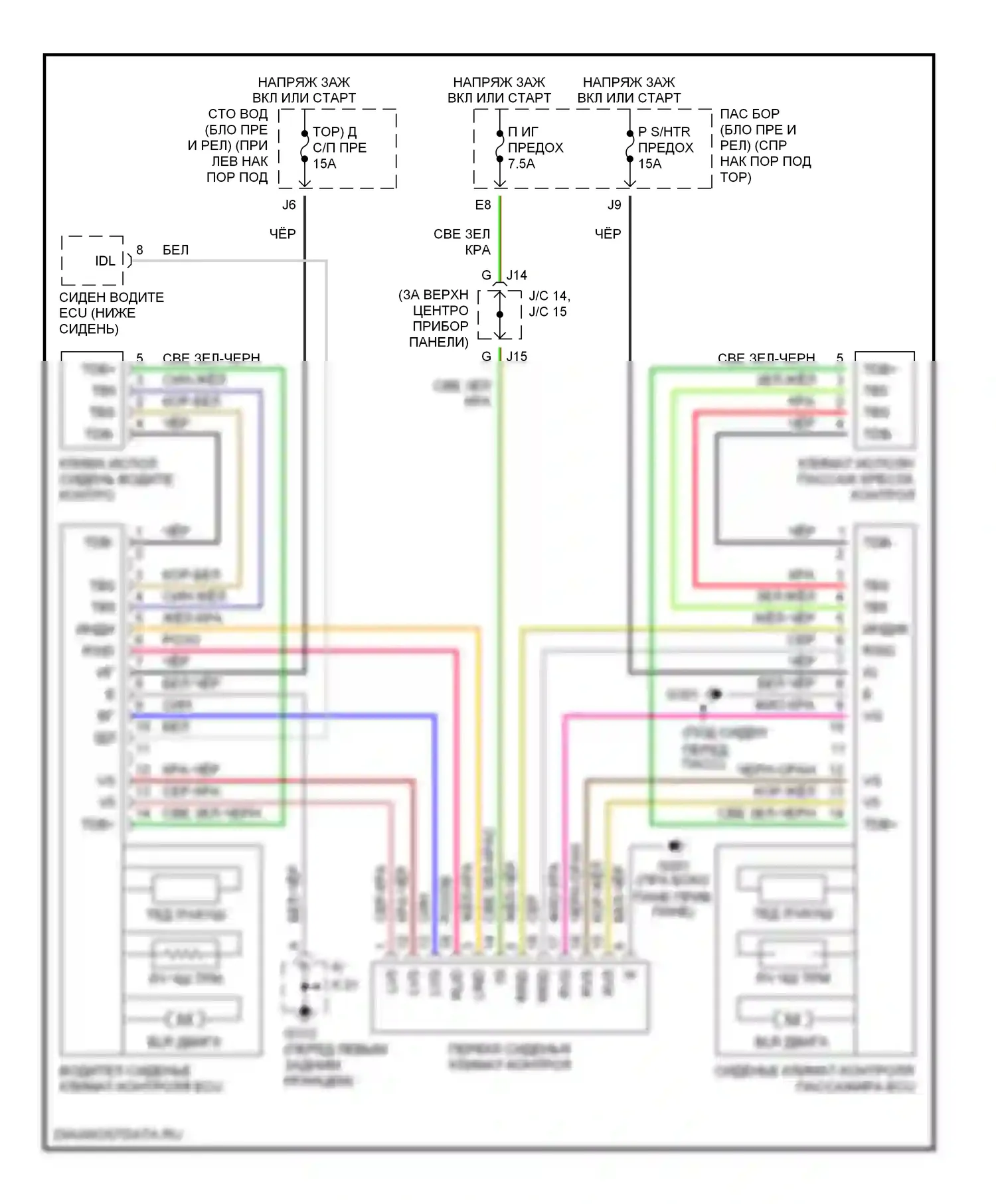 LS Lexus III (2000-2003): Электросхема сидений климат-контроля 